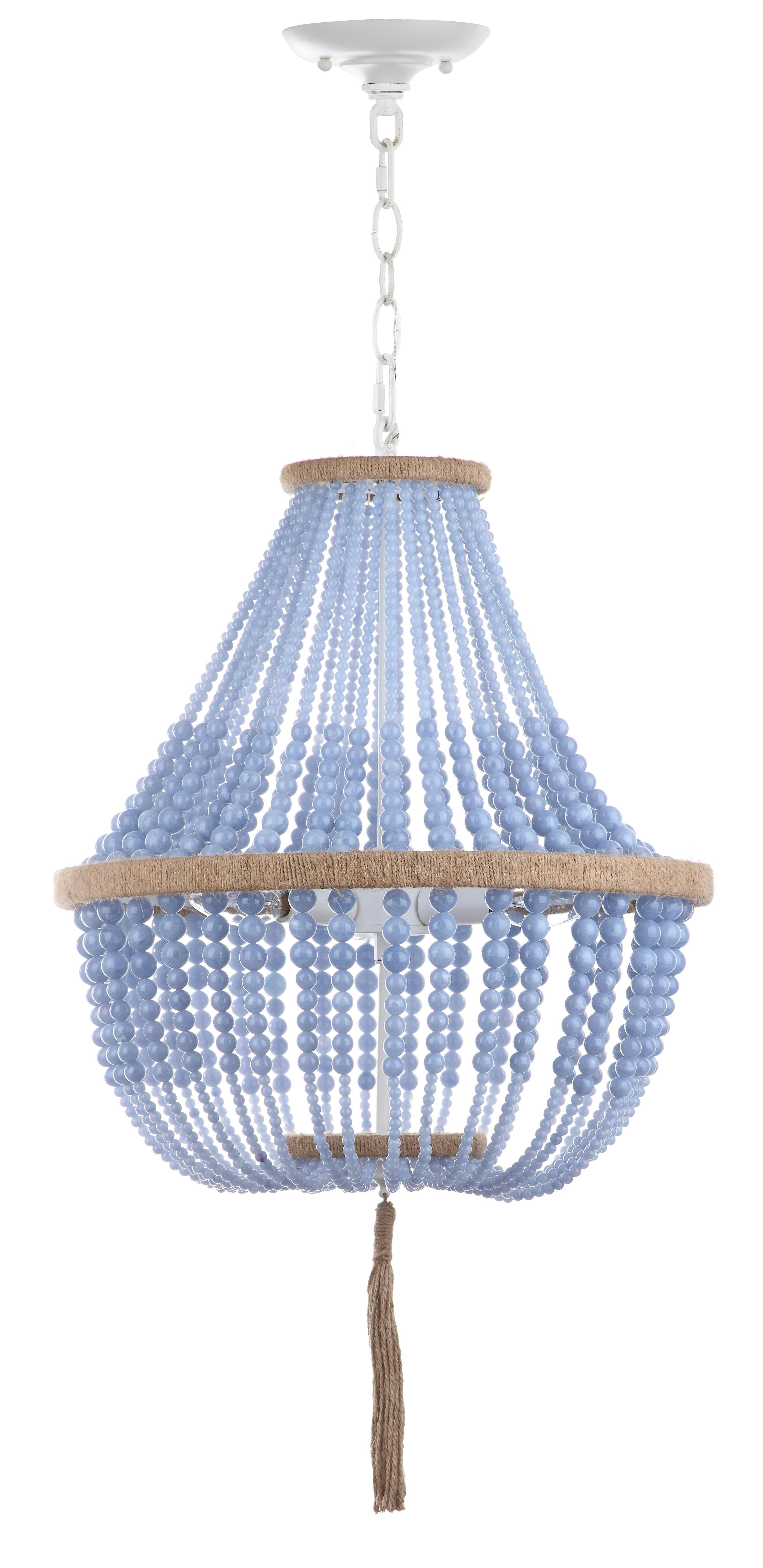 Contemporary Kristi 3-Light 16.5" Blue Beaded Pendant
