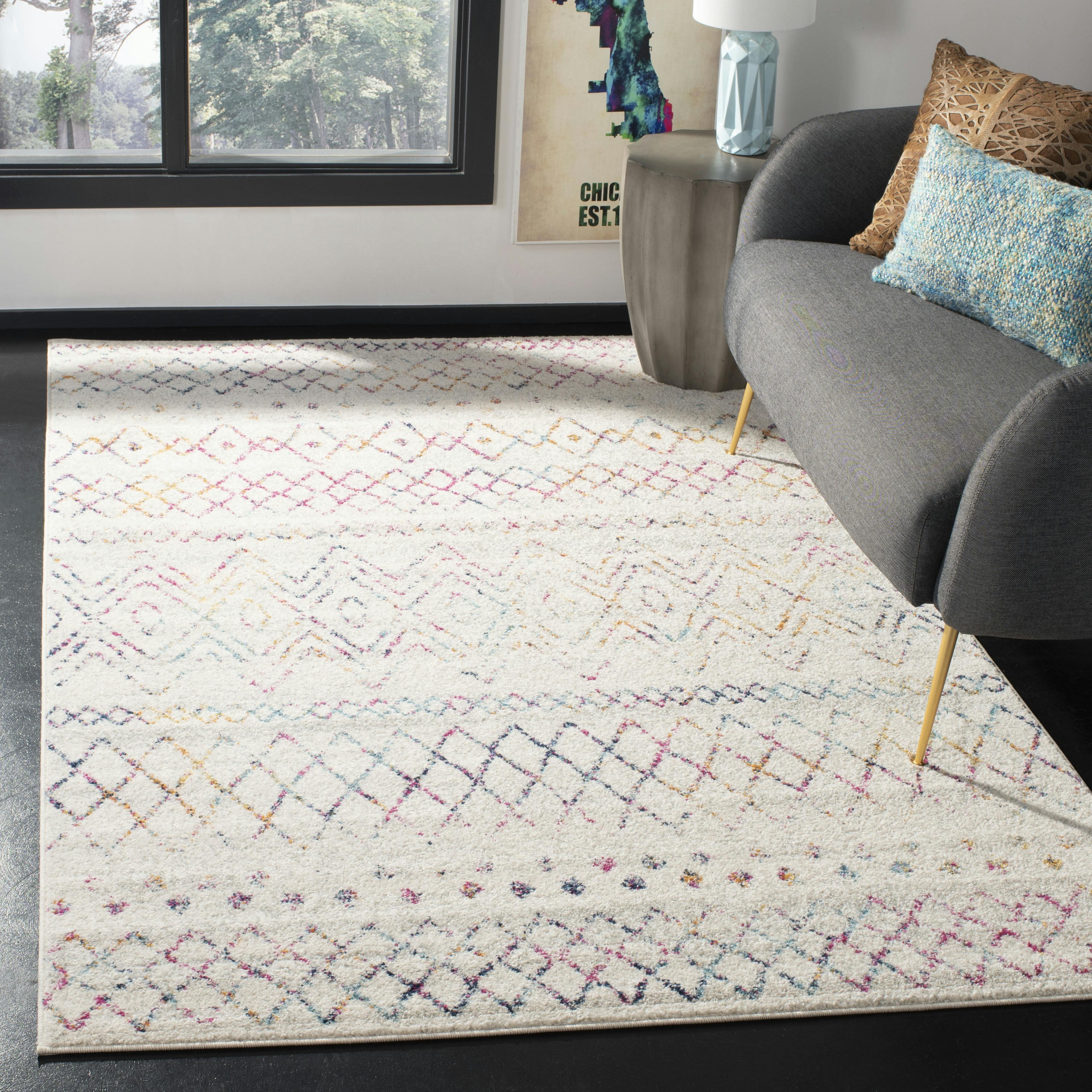 Elegant Ivory/Fuchsia 9' x 12' Hand-Knotted Cotton & Synthetic Area Rug