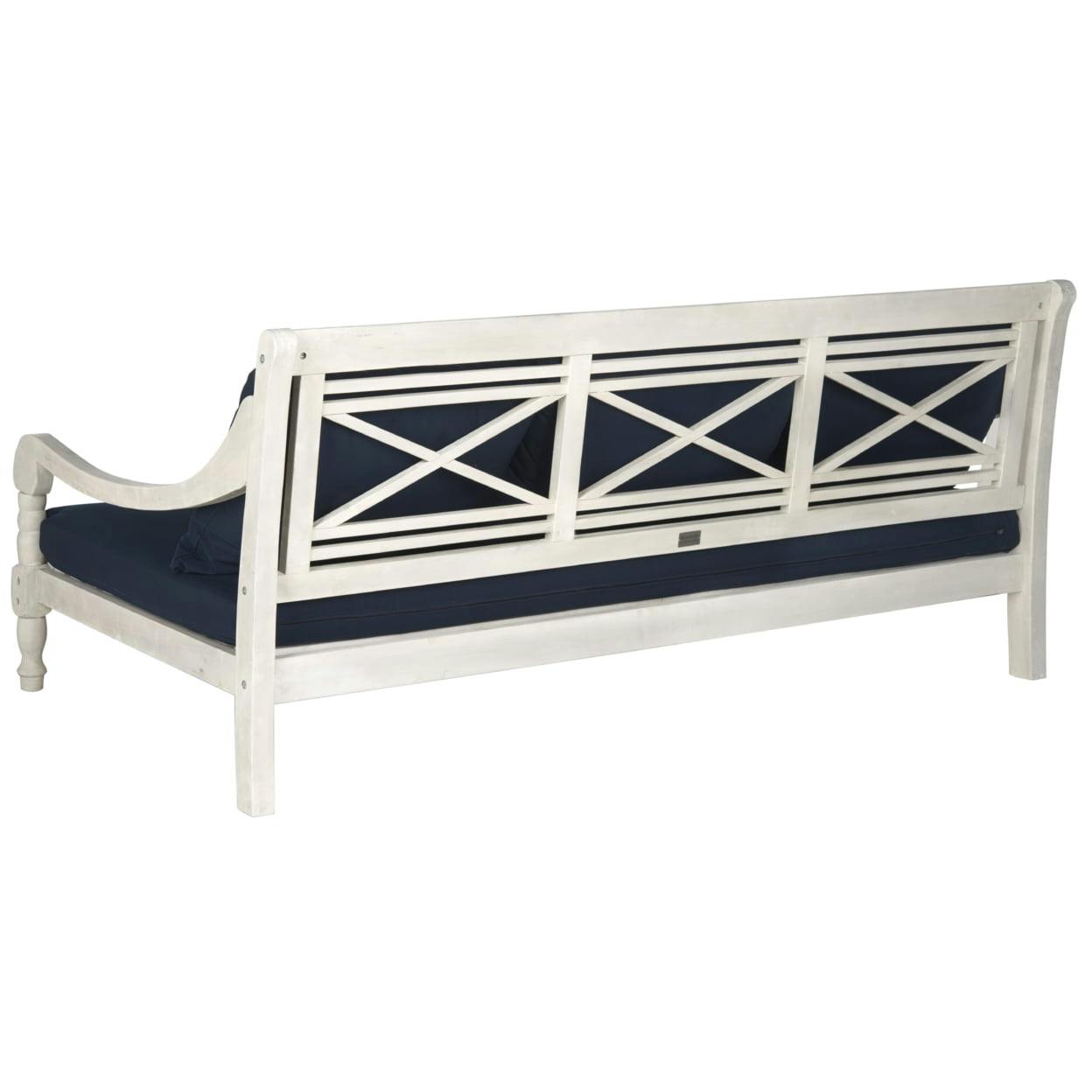 Transitional Antique White and Navy Acacia Daybed