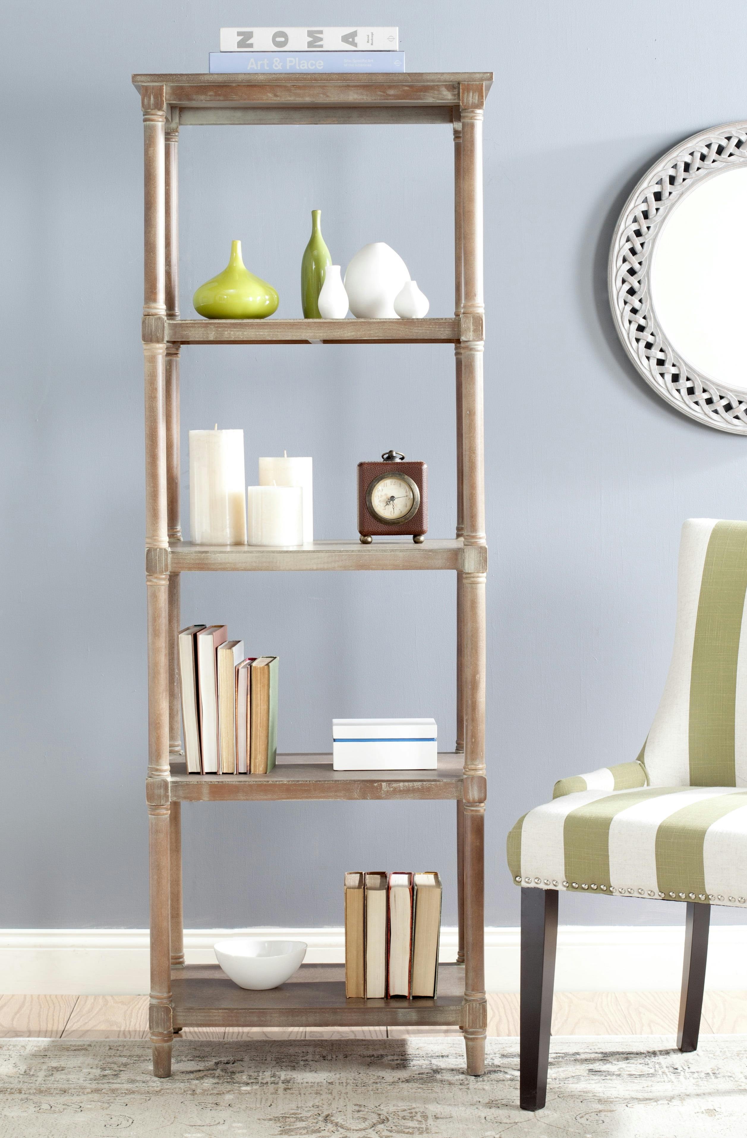 Transitional Sepia Pine 5-Tier Spindle Bookcase