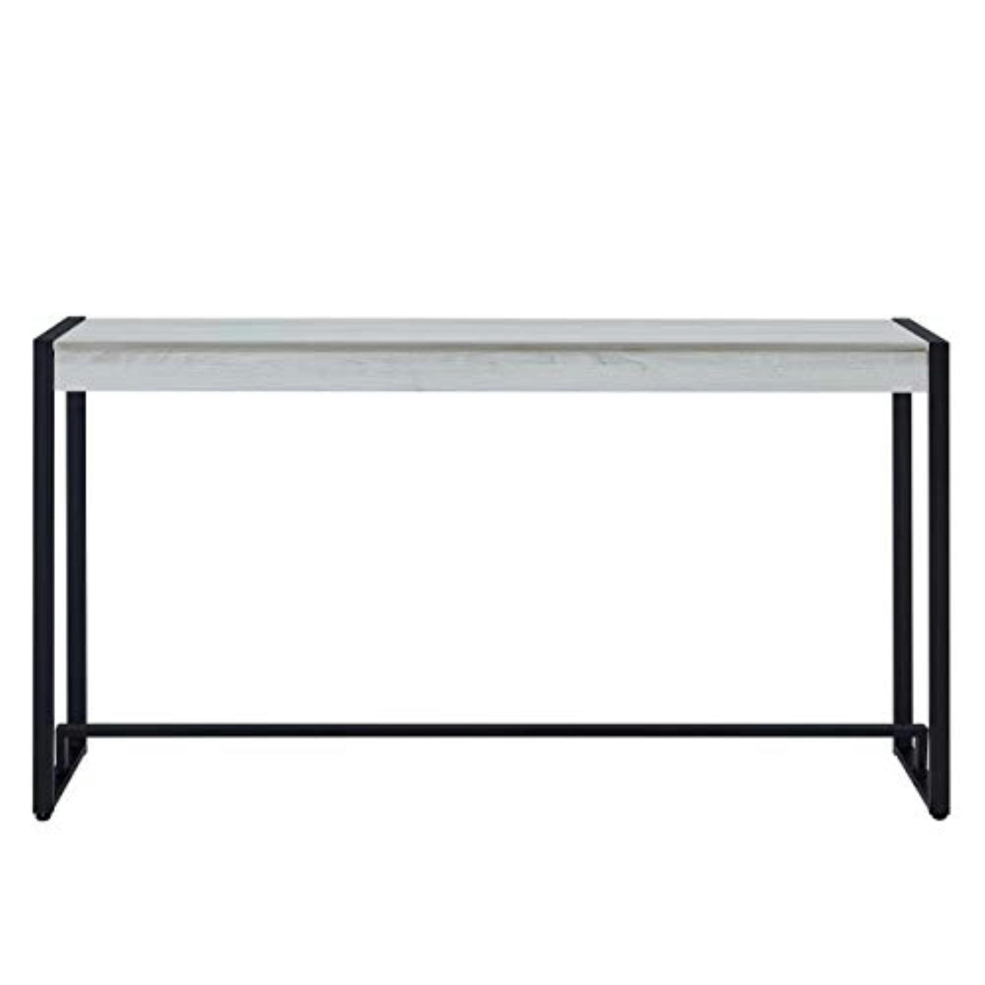Macen Distressed White and Aged Black Industrial Console Table with Storage