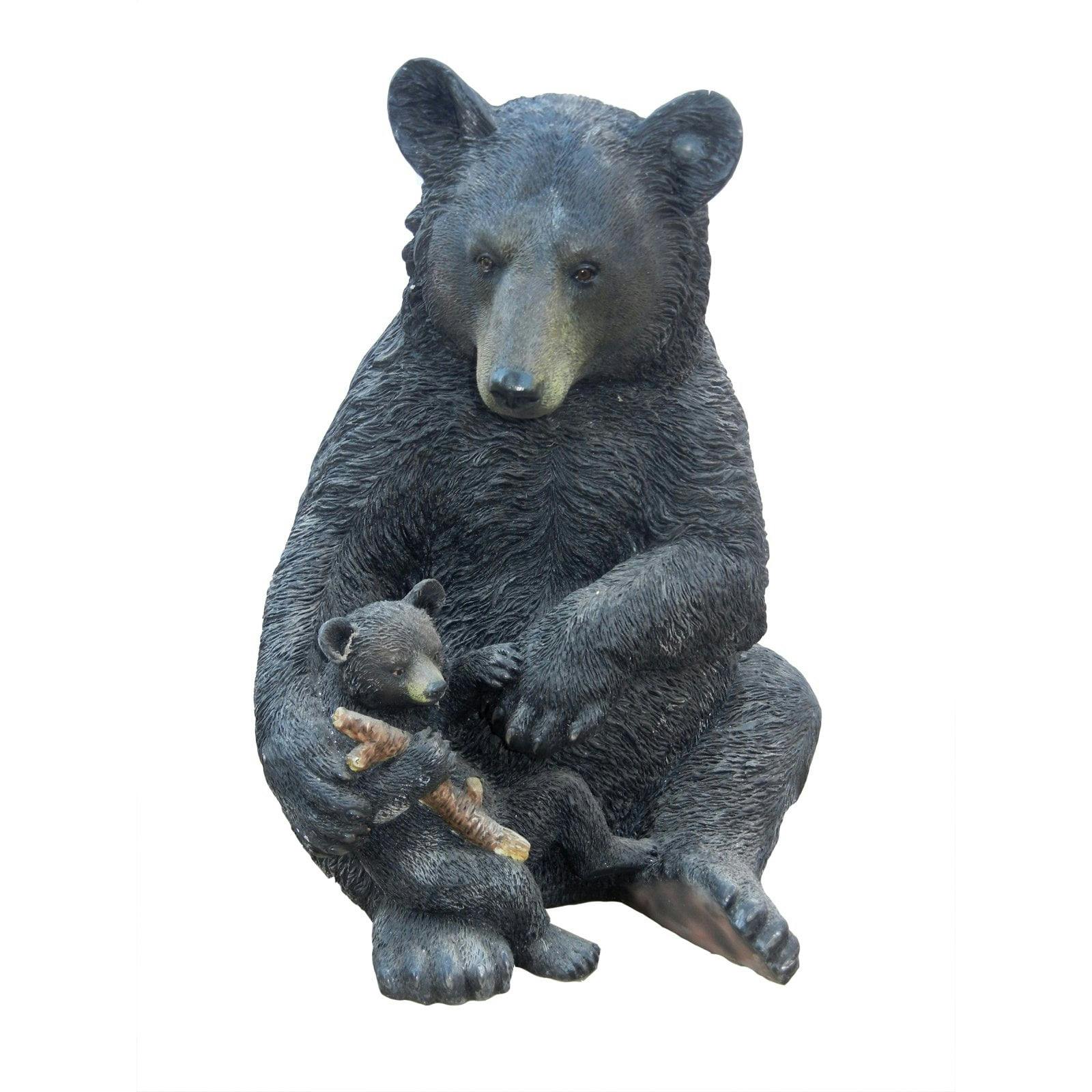 Rustic Black Bear Poly-Resin 12" Sitting Statue