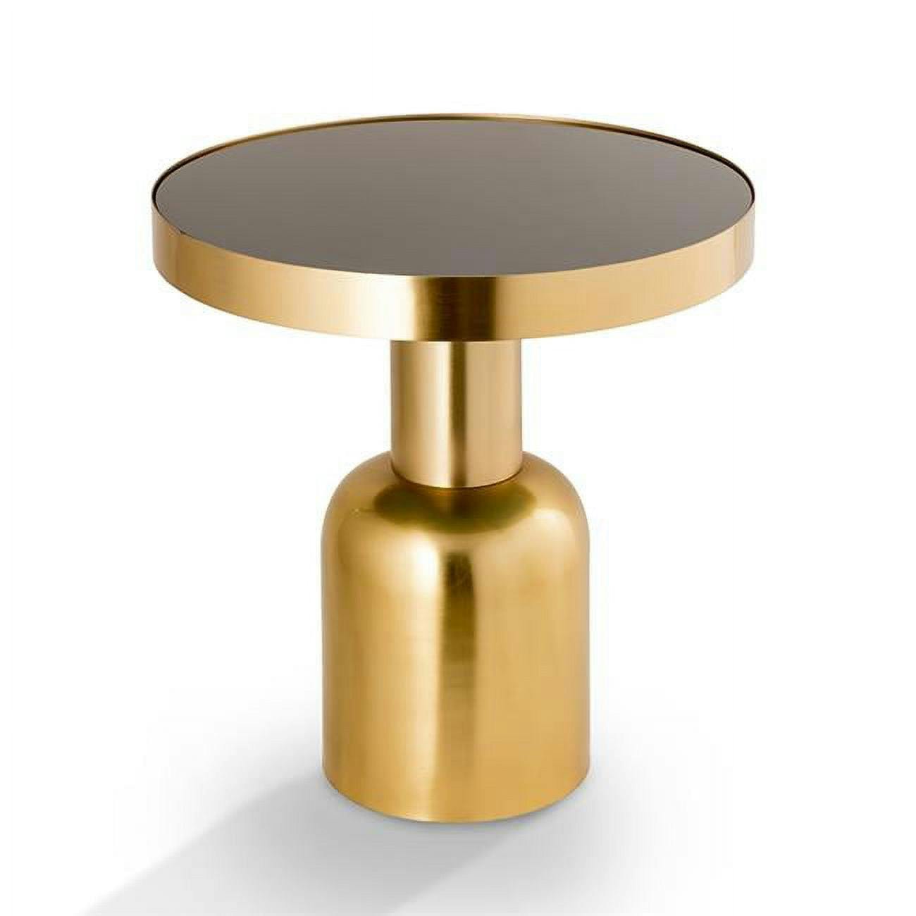Elegant Golden Metallic Pillar-Style Round End Table