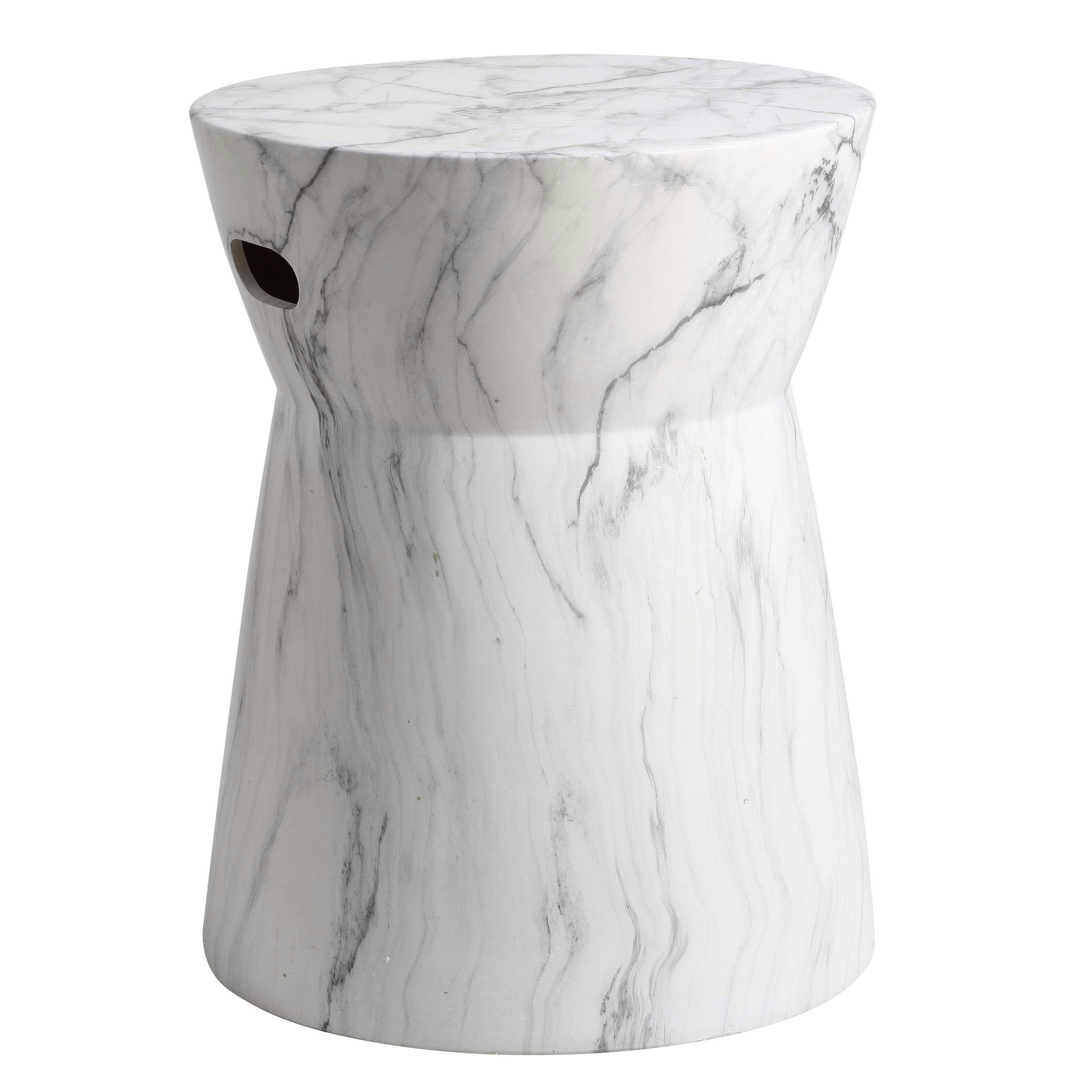 Contemporary 15'' Black and White Marble Garden Stool
