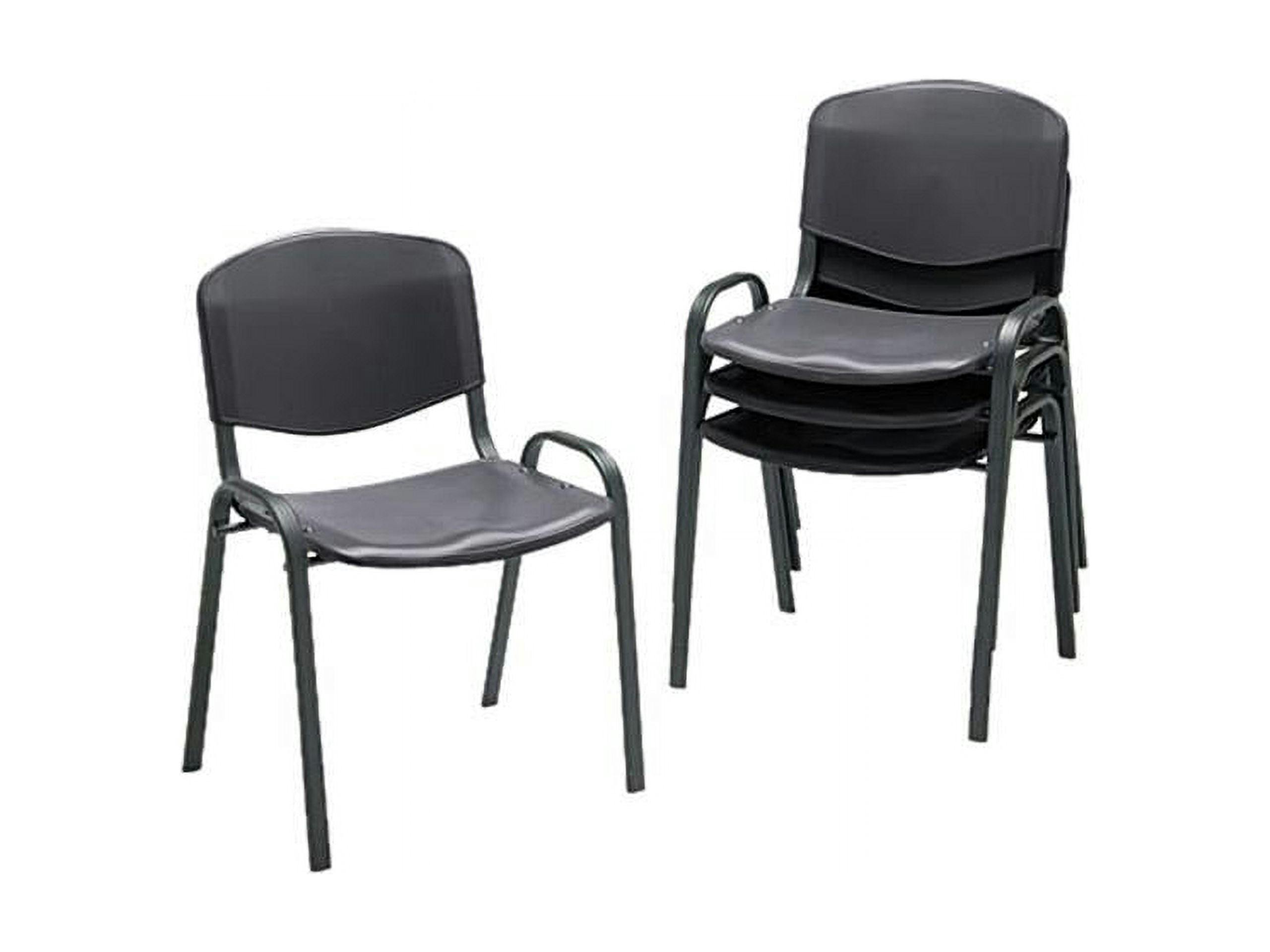 Set of 4 Contoured Black Metal Stacking Chairs