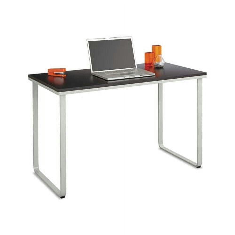 Sleek 47'' Black and Silver Steel Rectangular Desk with U-Shaped Legs