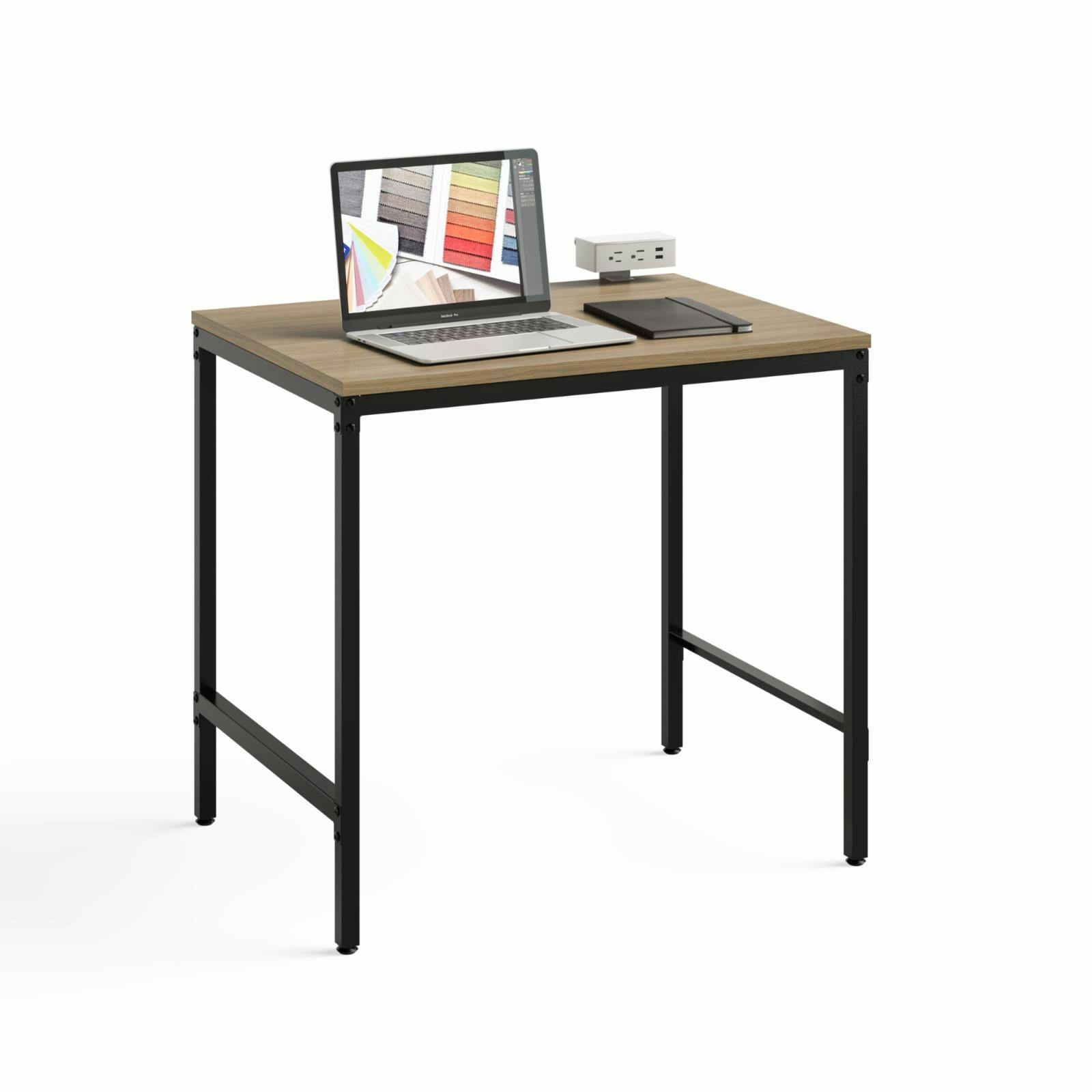 Modern Black and Walnut Study Desk with Drawer and Cable Management