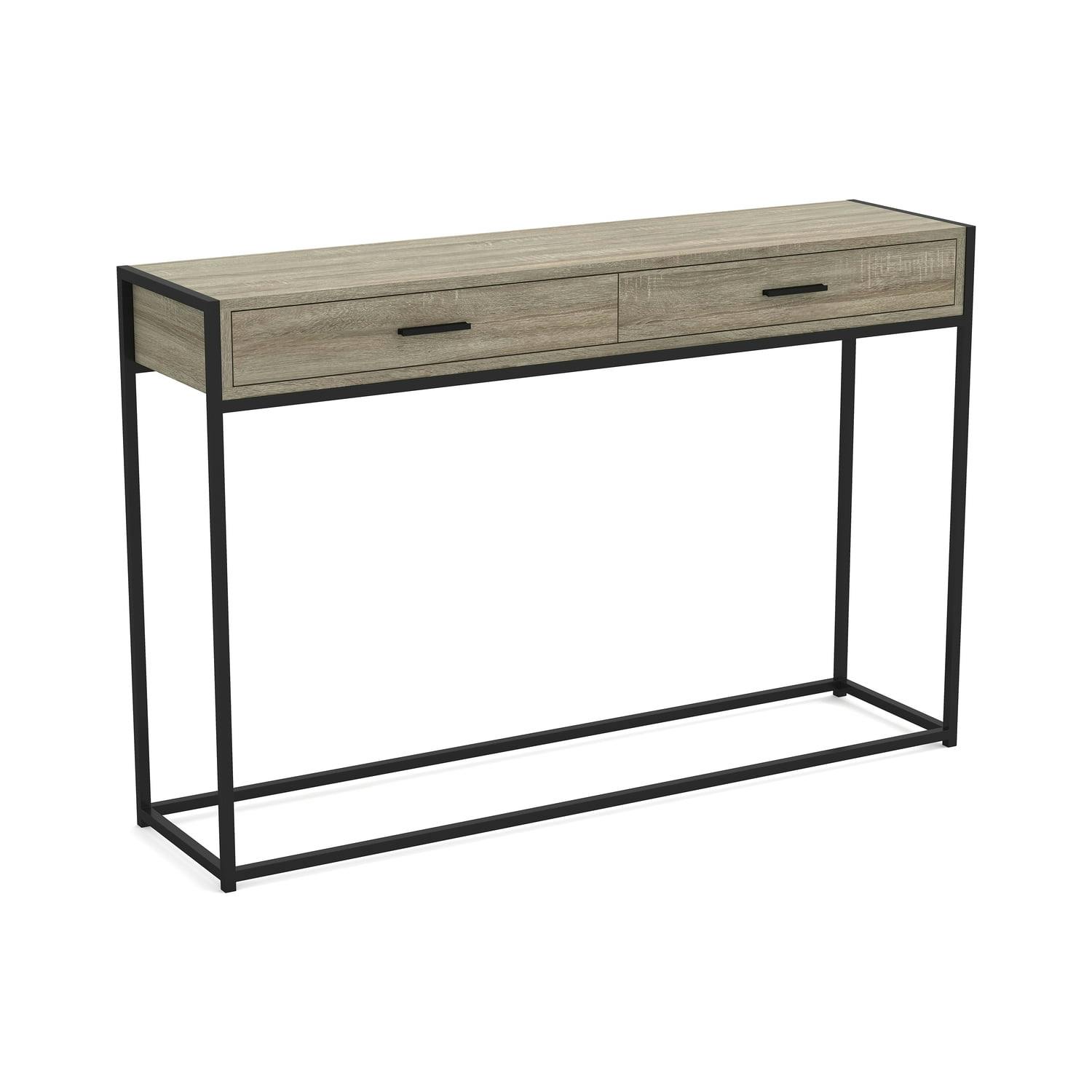 Modern 48" Dark Taupe Wood & Metal Console Table with Storage