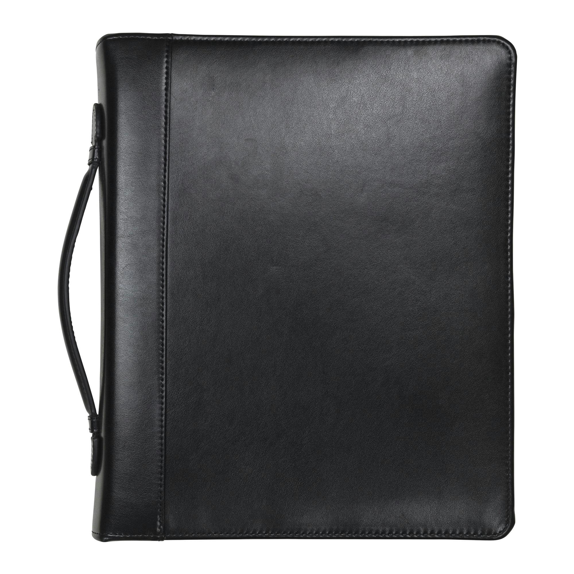 Executive Black Leather 10.1" Tablet Zippered Padfolio with Notepad