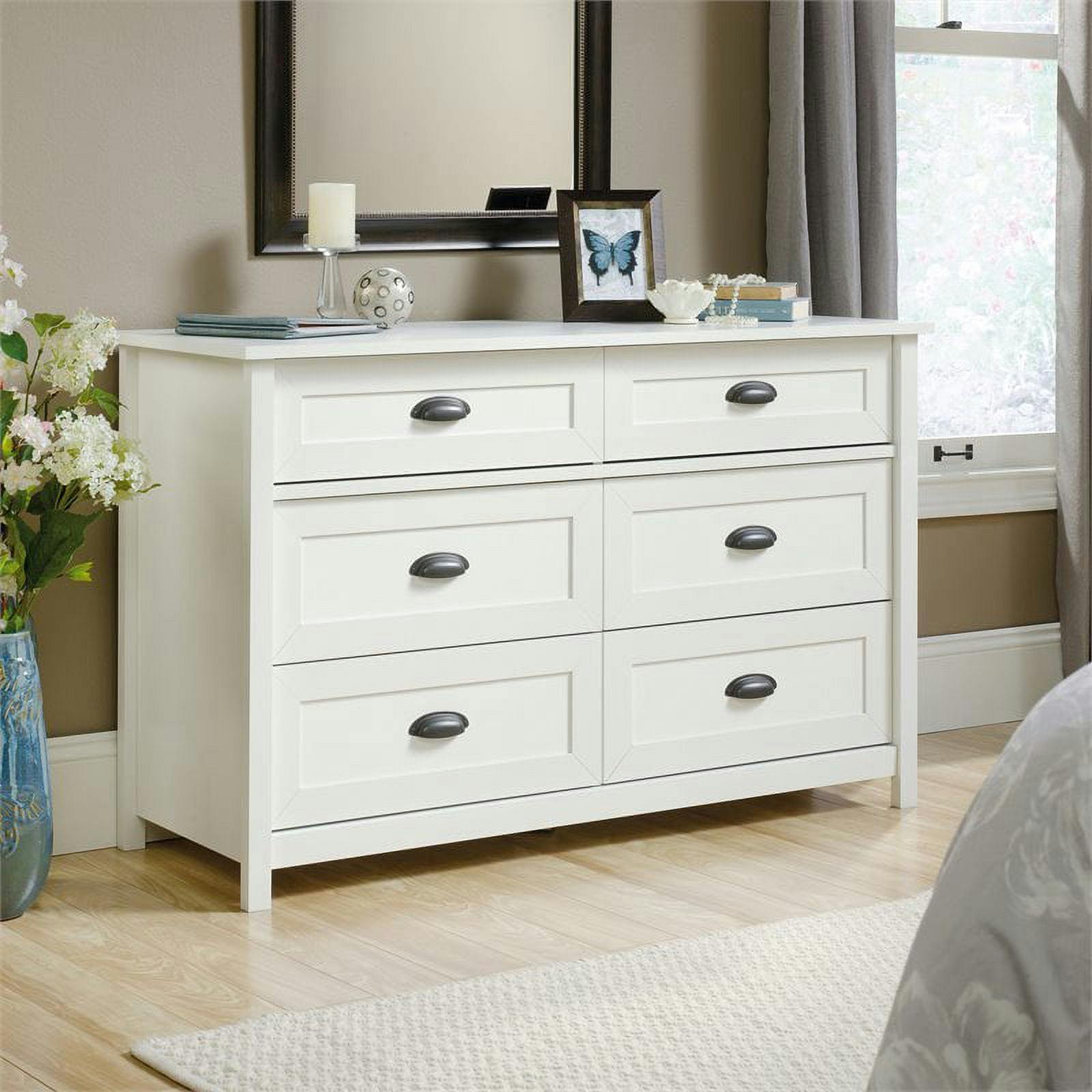 Soft White Countrified Horizontal Dresser with Extra Deep Storage