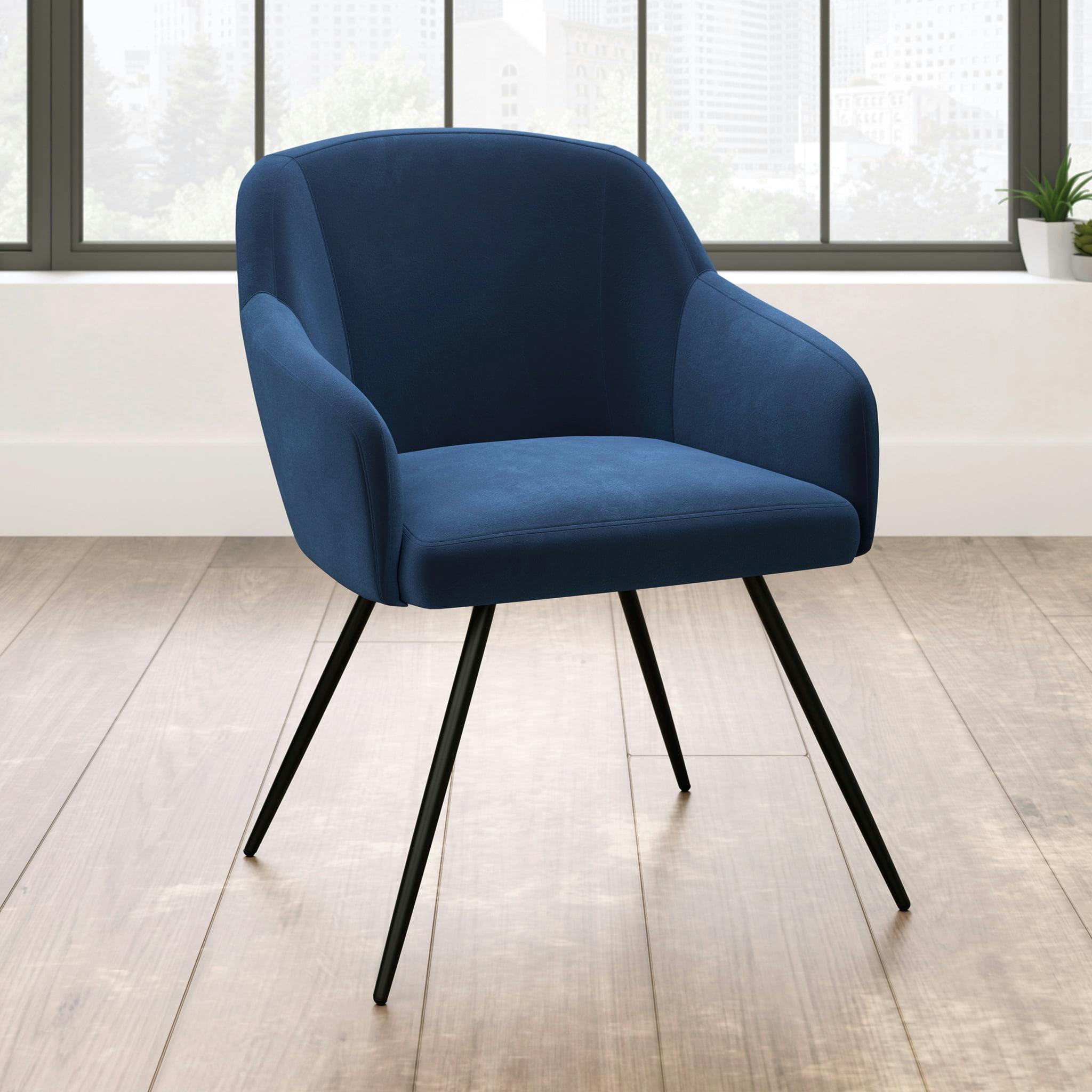 Luxurious Dark Blue Velvet Metal Occasional Chair
