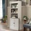 Executive White Corner Desk with Filing Cabinet and Drawer in Glacier Oak