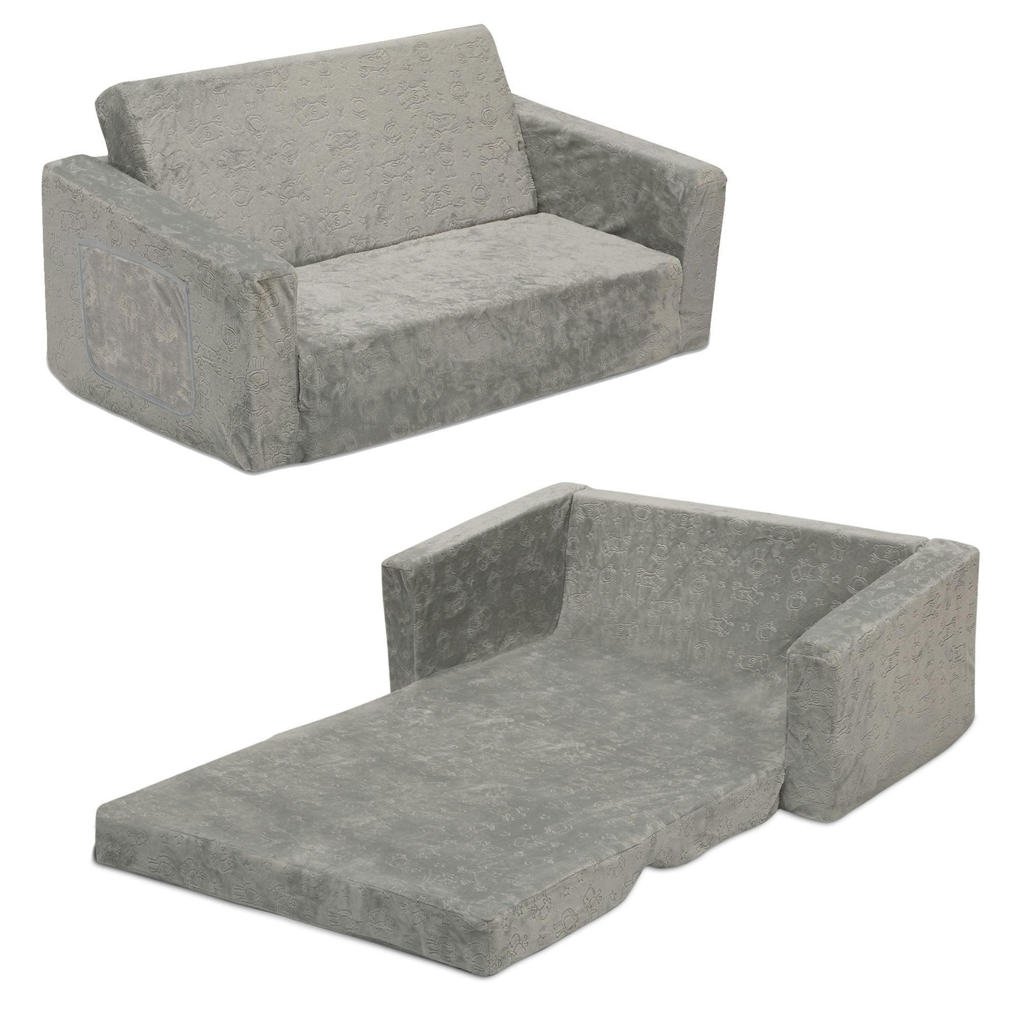 Cozy Convertible Sleeper Sofa for Kids in Soft Gray Fabric
