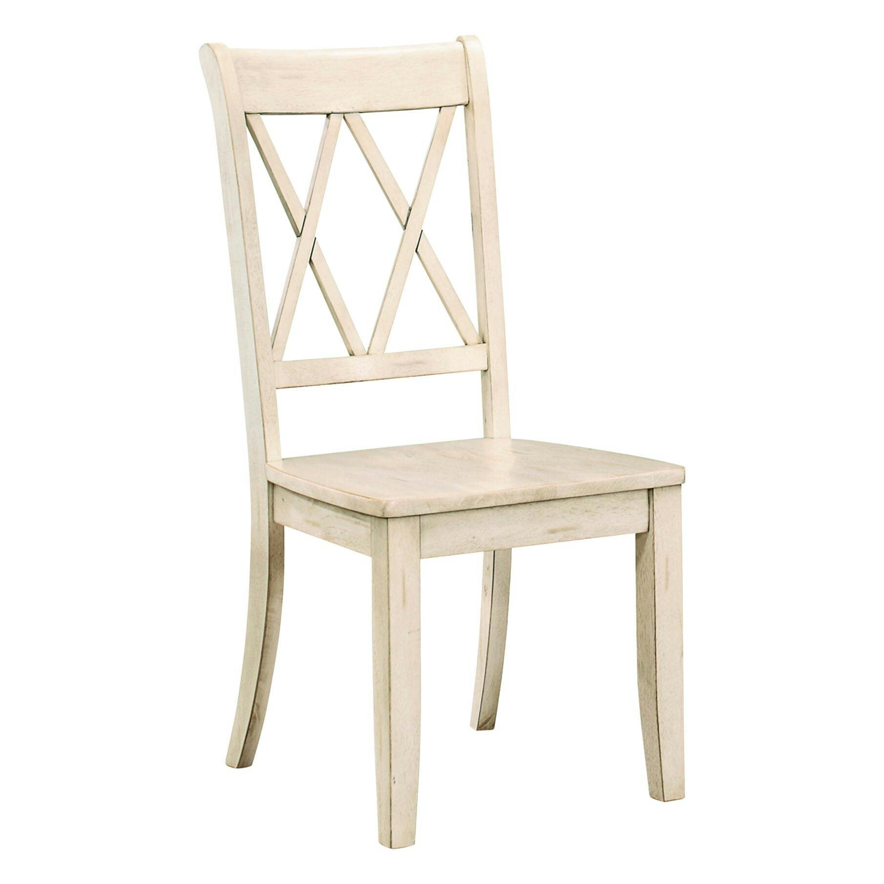 Janina Cream White Transitional Upholstered Side Chair with Pine Veneer