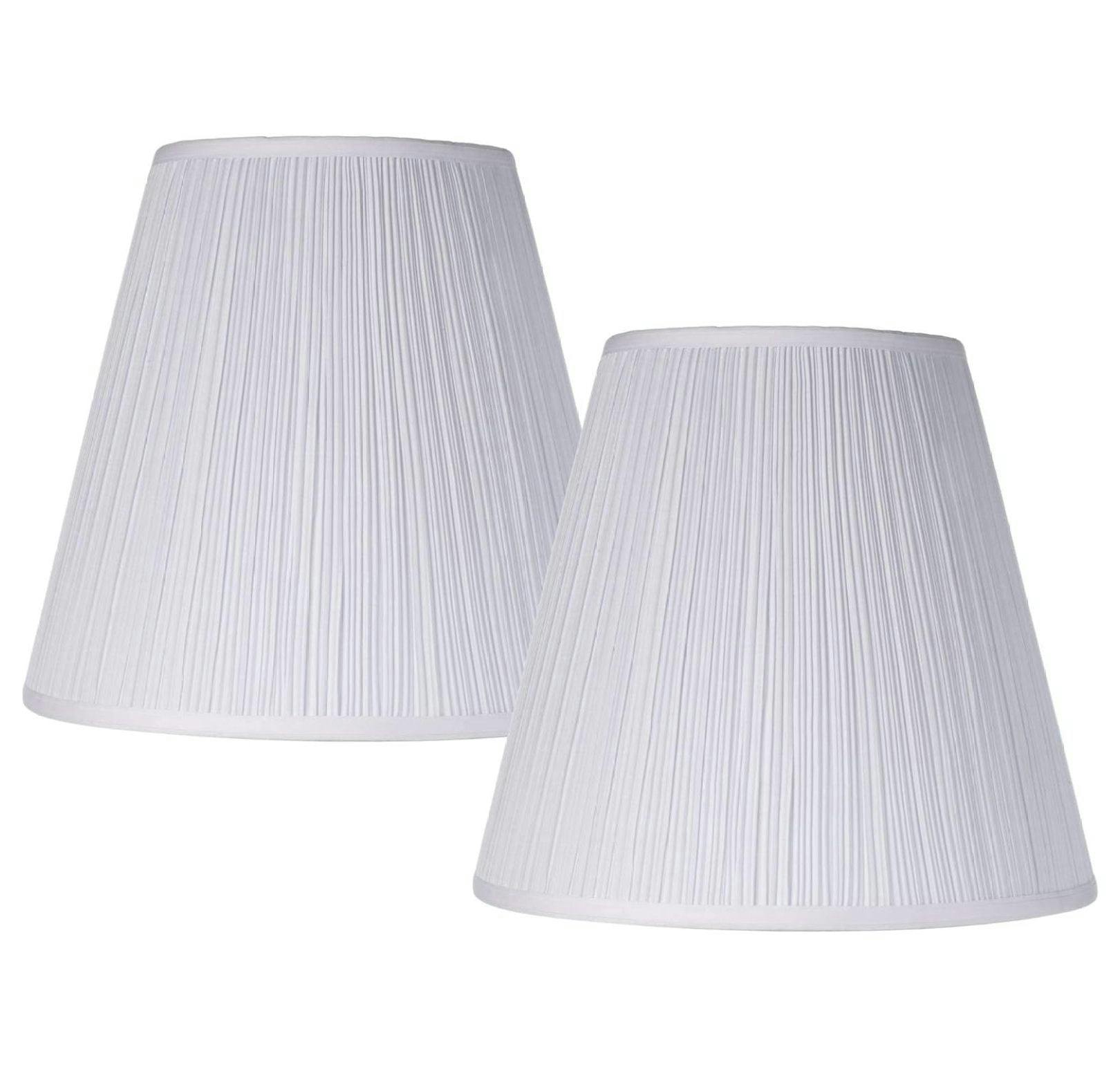 Set of 2 Traditional White Pleated Empire Lamp Shades 9"x16"
