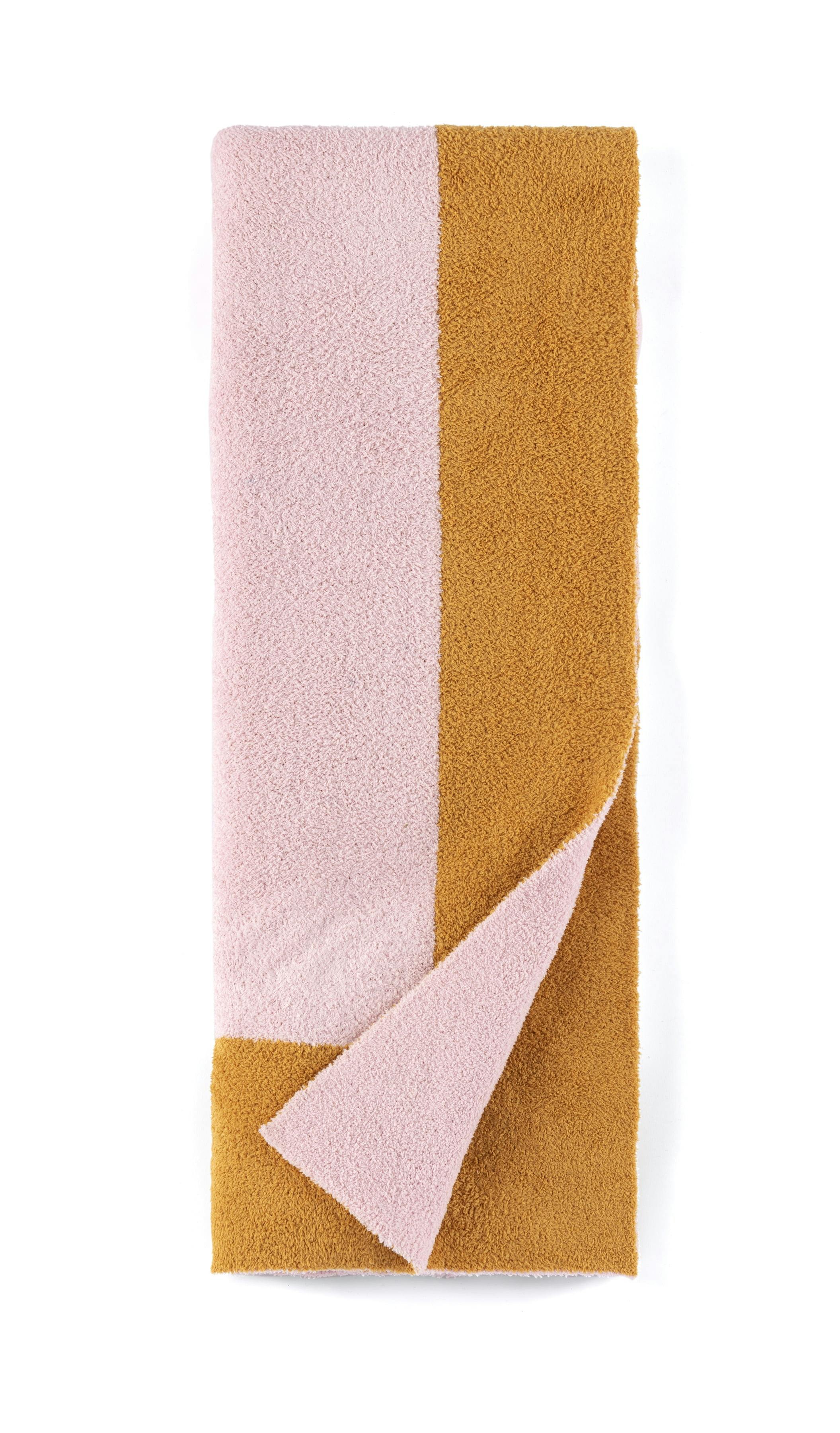 Rowan Pink and Orange Plush Reversible Throw Blanket, 22"x14"