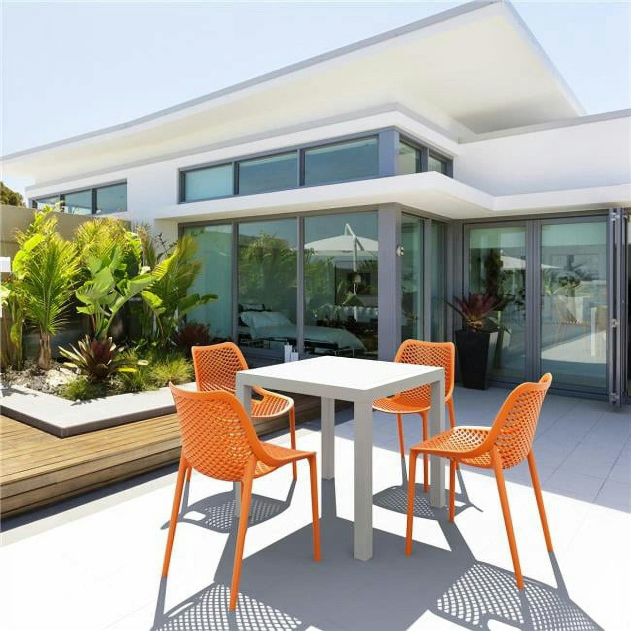 Siesta Air 4-Person White Square Dining Set with Orange Chairs