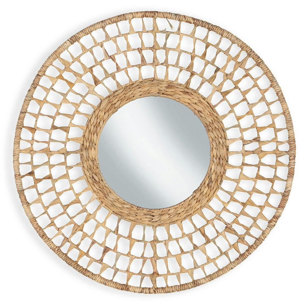 Boho-Chic Natural Water Hyacinth 32" Round Accent Mirror
