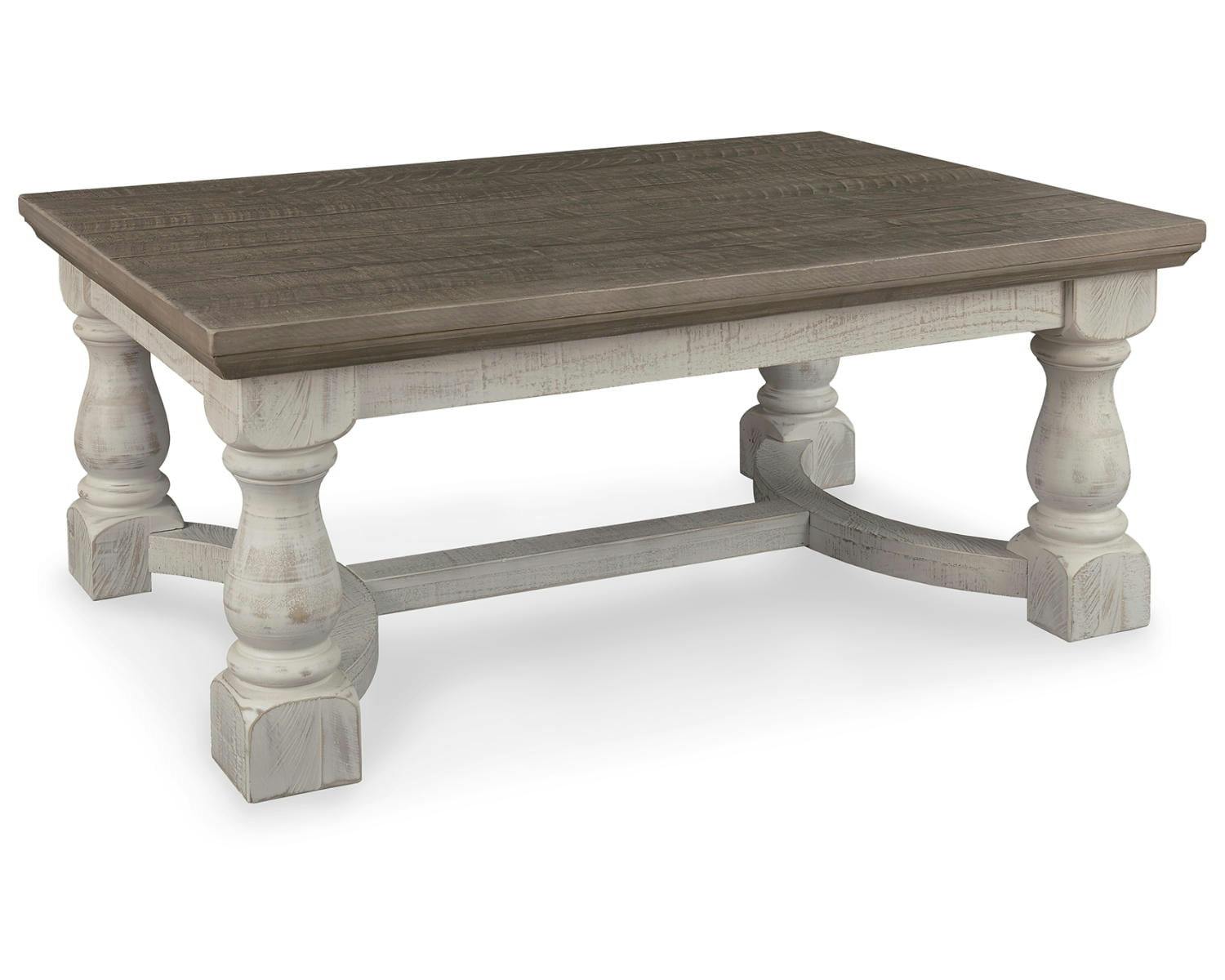 Havalance Rectangular Coffee Table in Weathered Gray and Vintage White