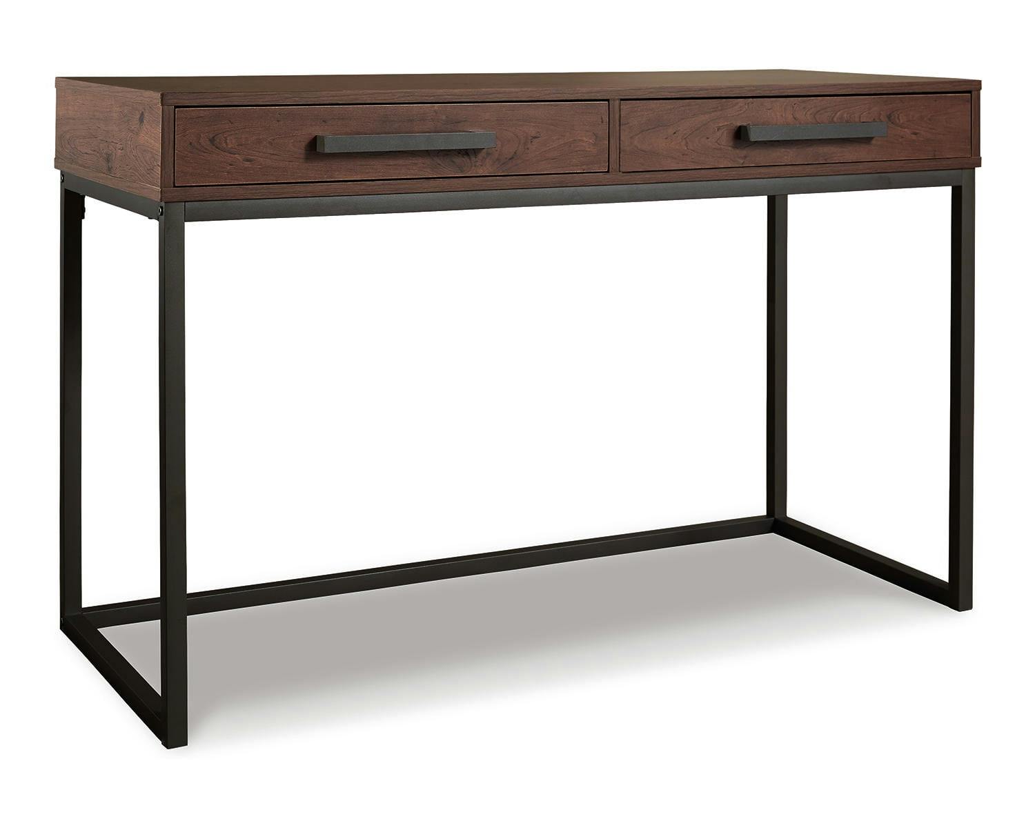 Transitional Dual-Drawer Home Office Desk in Black/Brown