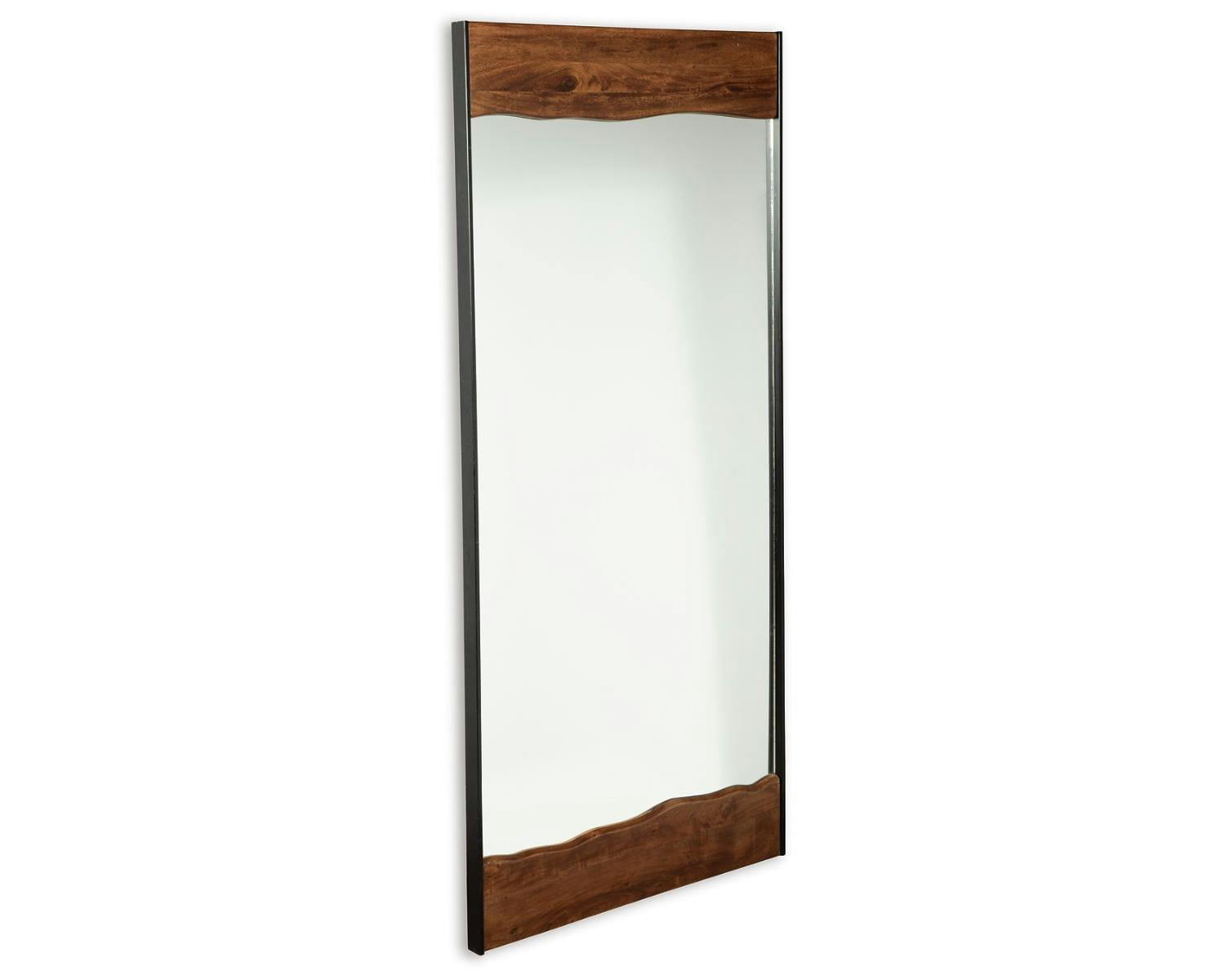 Transitional Black and Brown Wood Framed Floor Mirror 32"x69"