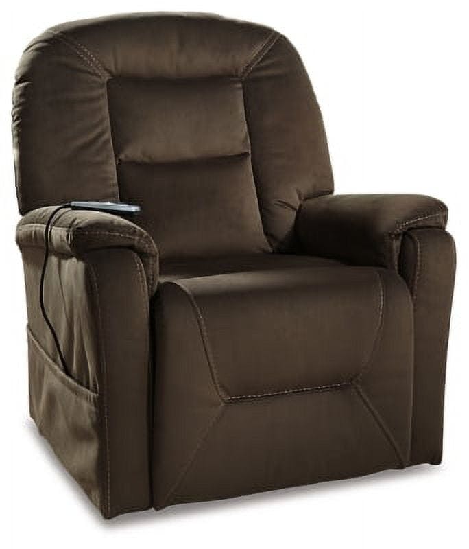 Contemporary Brown Metal Lift Recliner with Heat-and-Massage Feature