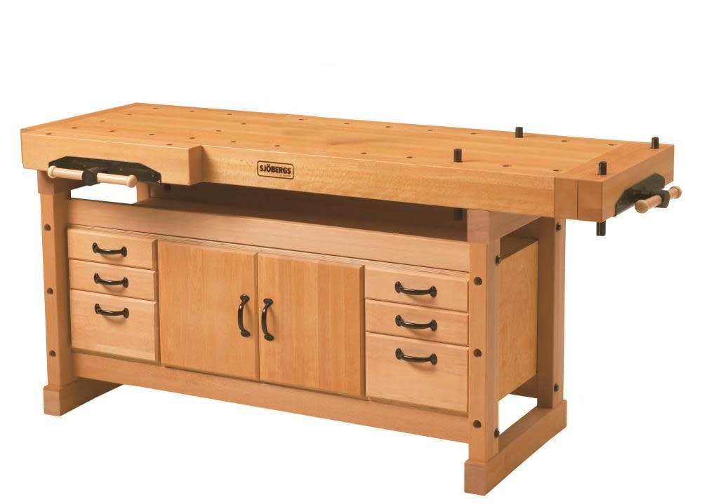 Elite 2000 European Beech 76.5" Woodworking Workbench with Cabinet