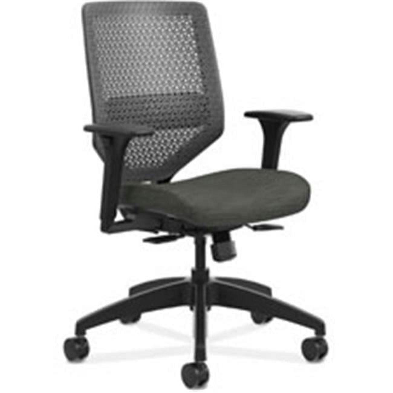 Midnight Black Mesh Swivel Task Chair with Adjustable Arms