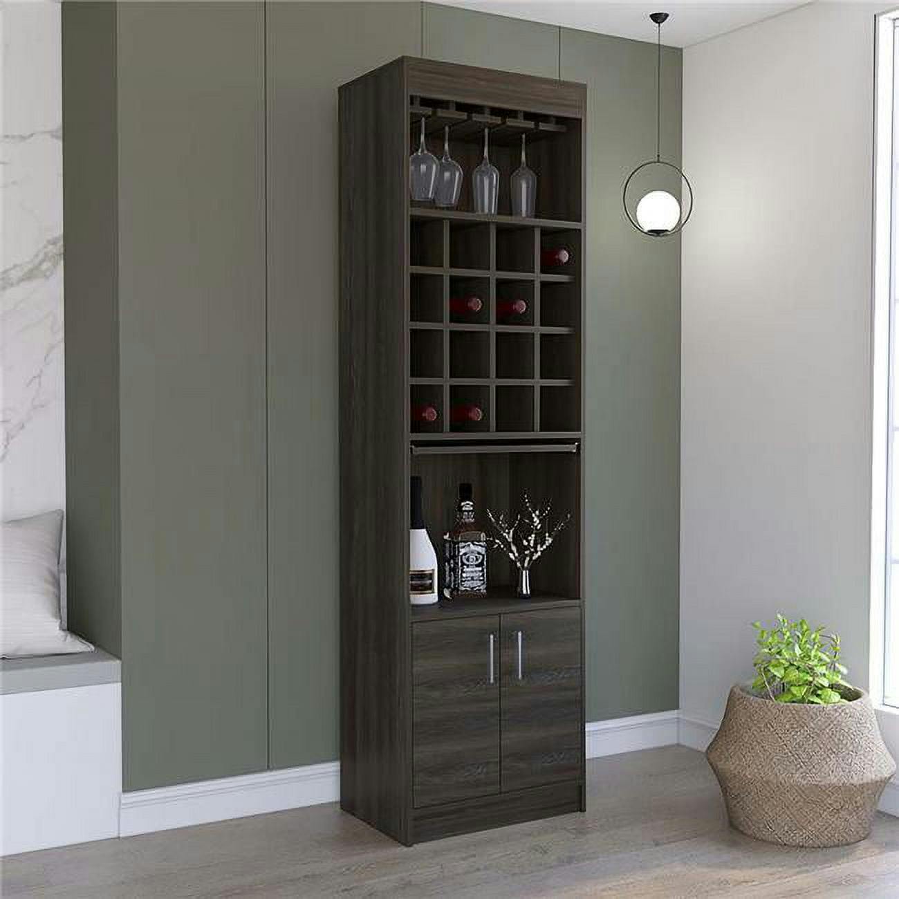 Carbon Espresso Modern Bar Cabinet with Extendable Serving Shelf