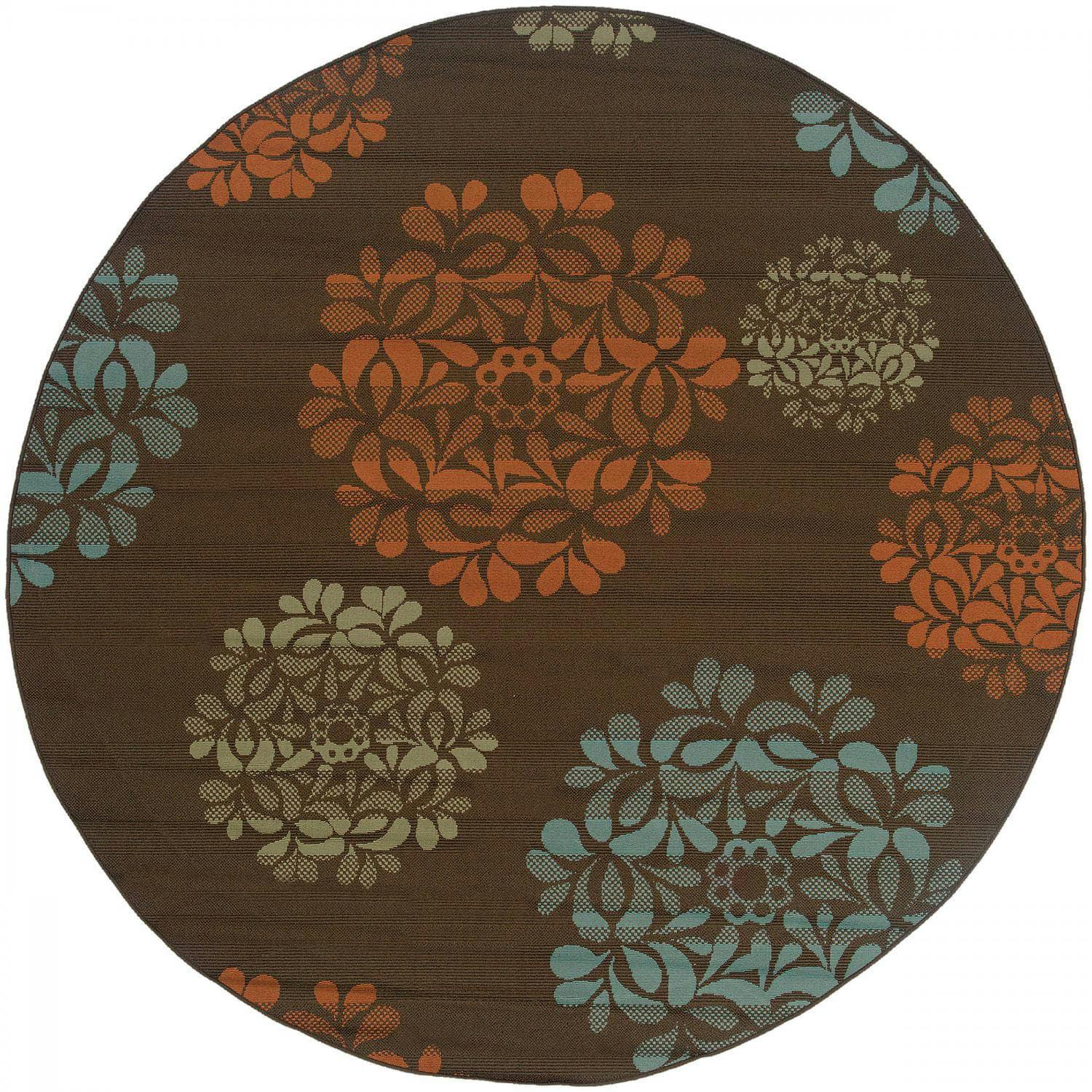 Modern Twist Blue Round Synthetic Easy-Care Rug, 94"