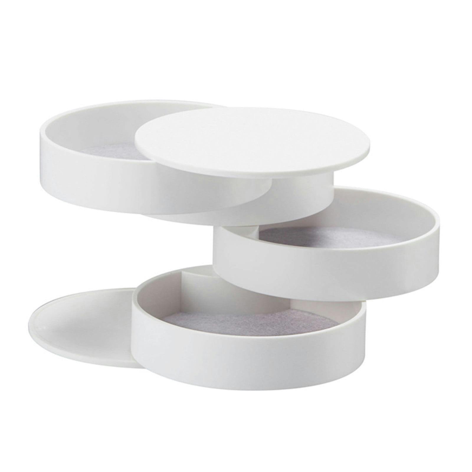Rotatable 4-Layer White ABS Plastic Jewelry Organizer Tray