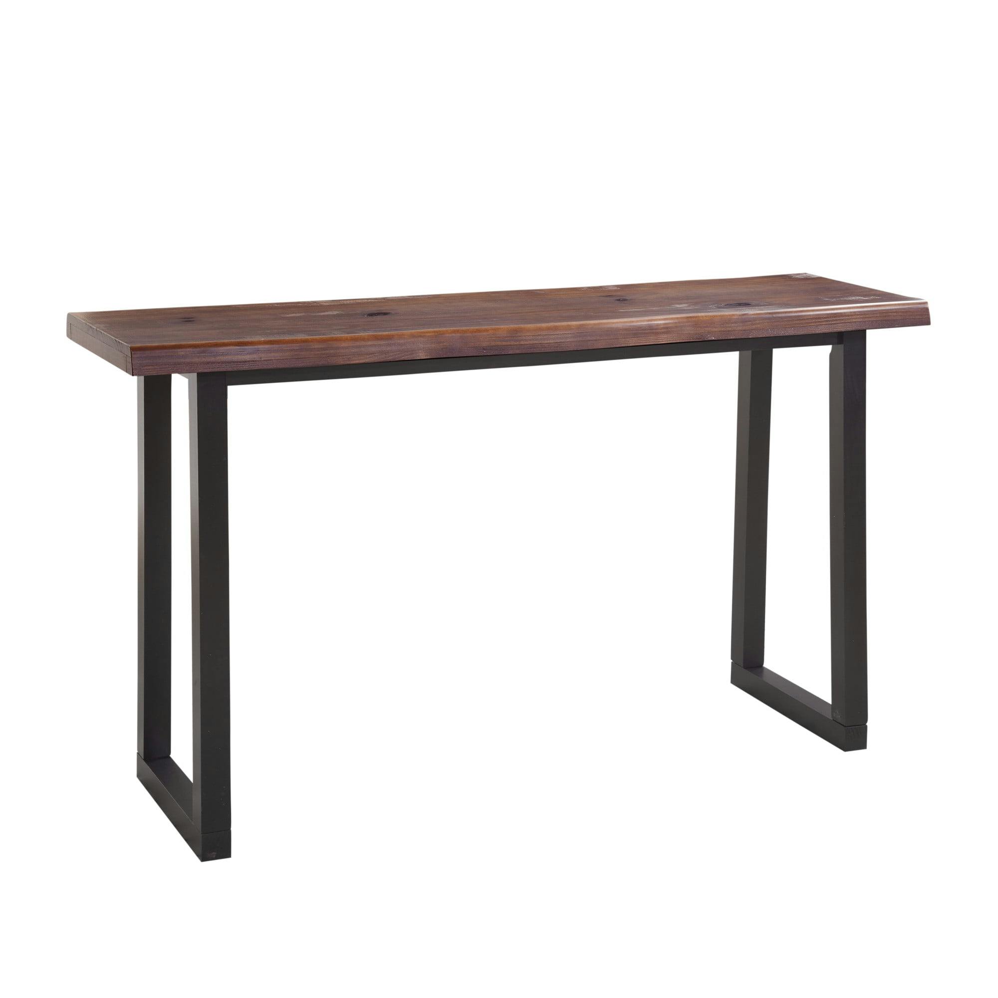 Jennings Solid Pine Live Edge Bar Table in Cherry and Ebony