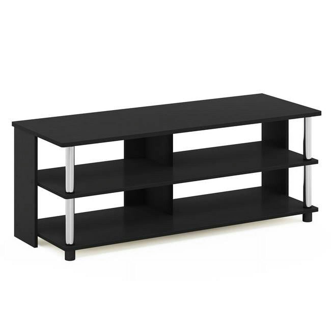 Compact Americana 48" Black Wood and Stainless Steel TV Stand