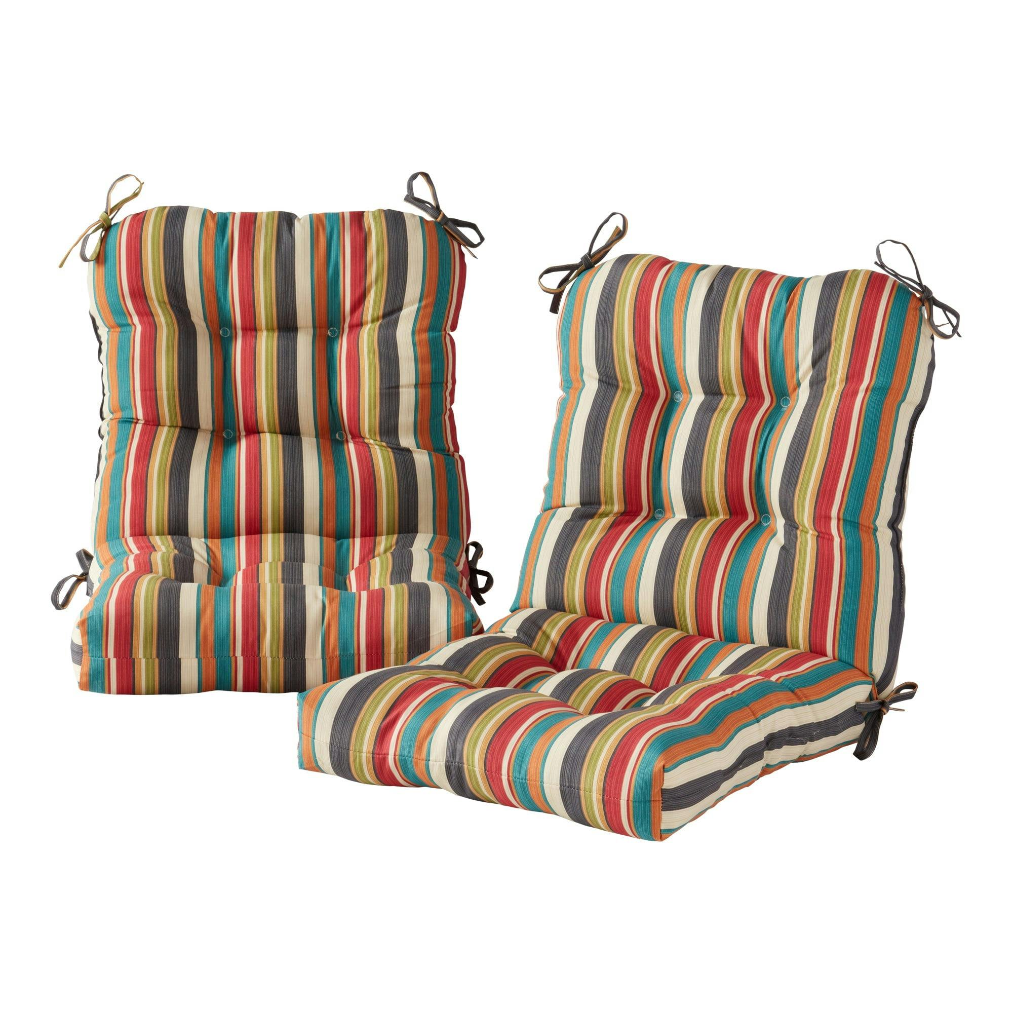 Sunset Stripe 42" Outdoor Tufted Chair Cushion Set in Fade-Resistant Polyester