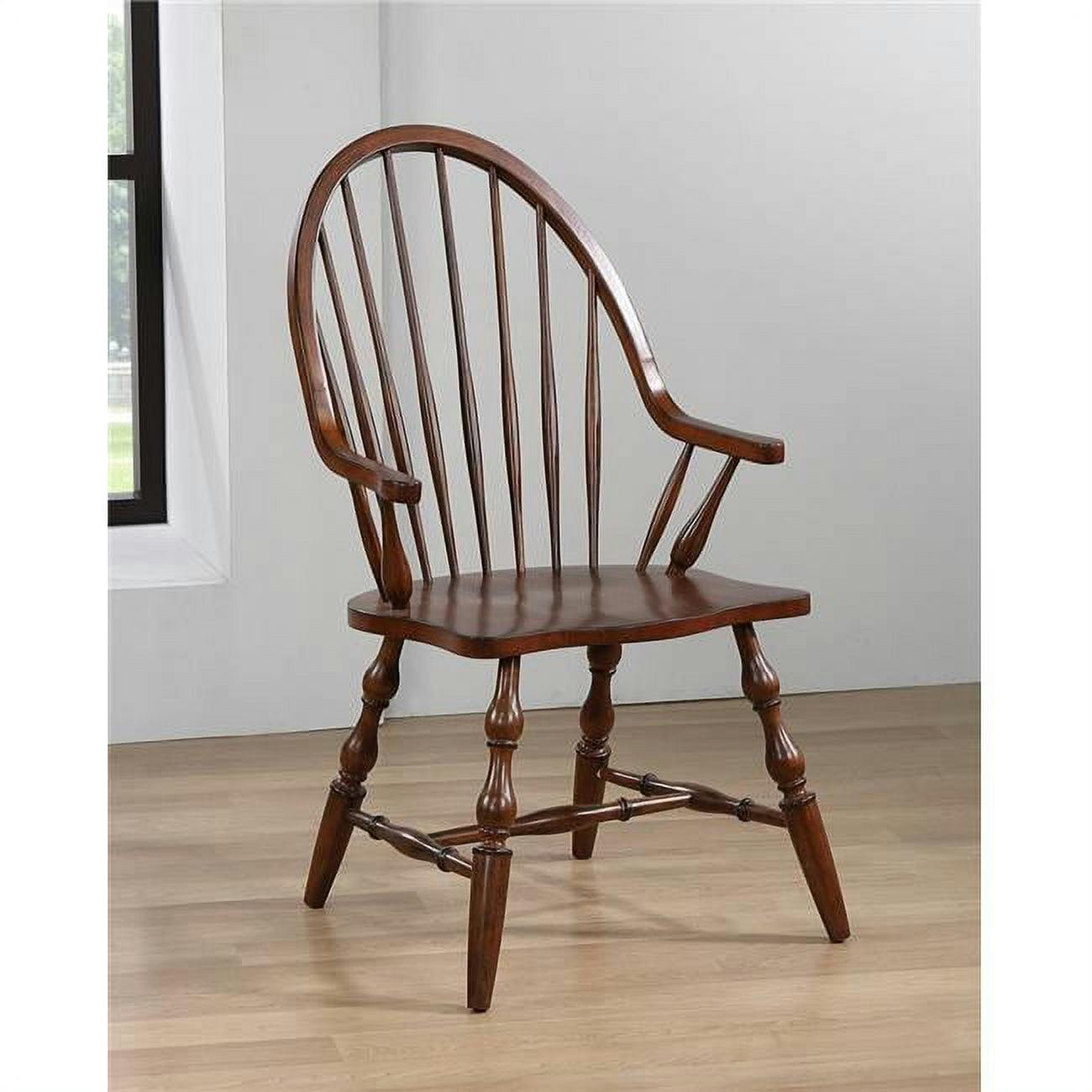 Eco-Friendly Malaysian Oak Windsor Dining Armchair in Distressed Chestnut