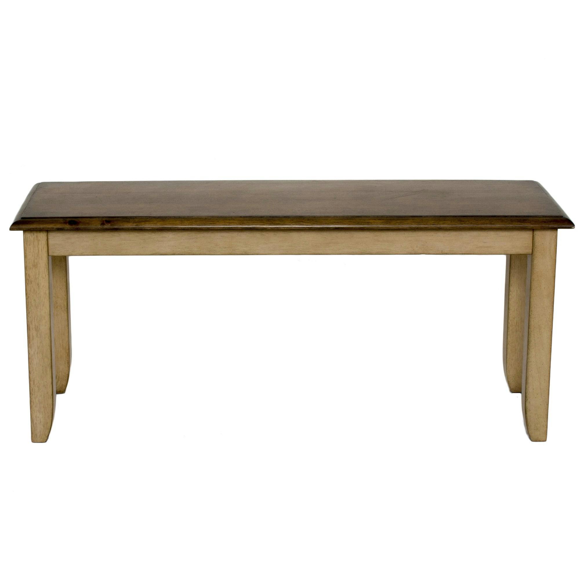 Brook 42" Farmhouse Wood Dining Bench in Light Cream/Warm Brown