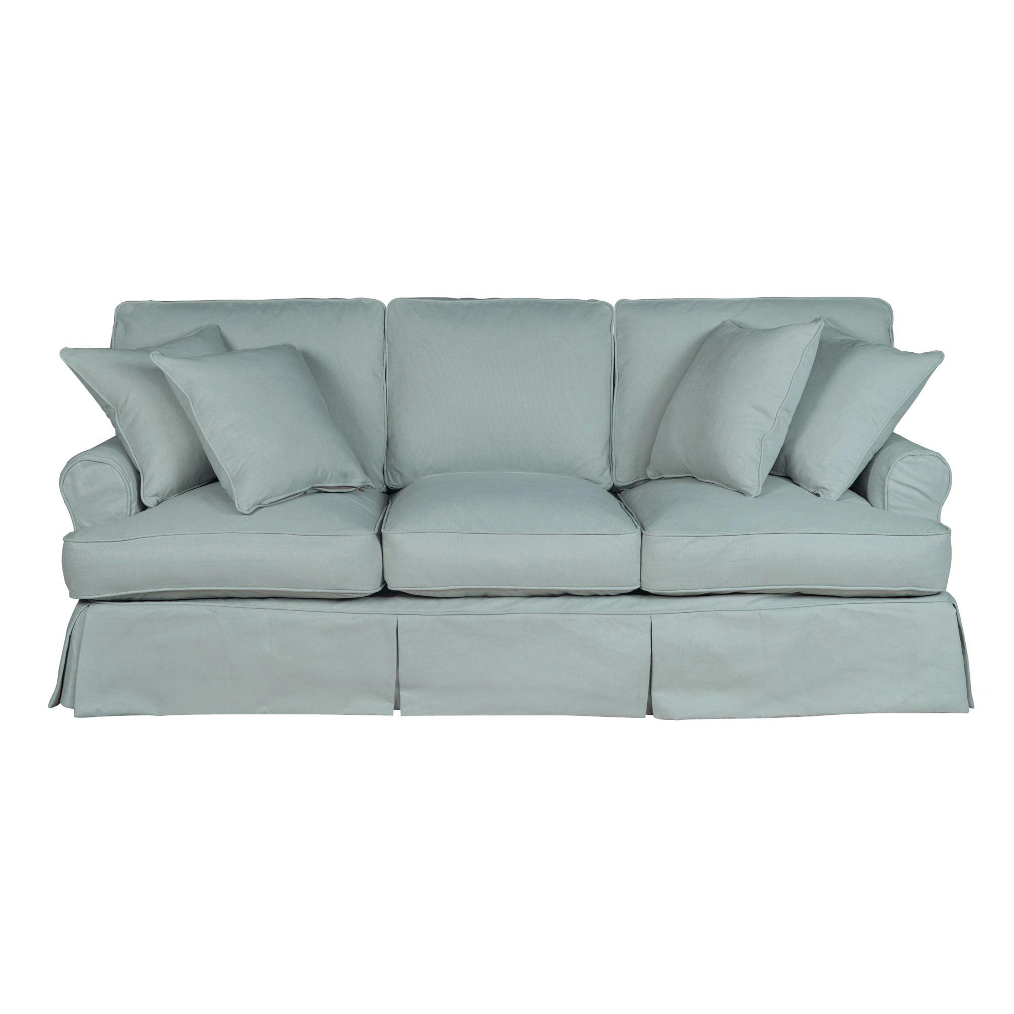 Ocean Blue Linen Sleeper Sofa with Down Fill Cushions