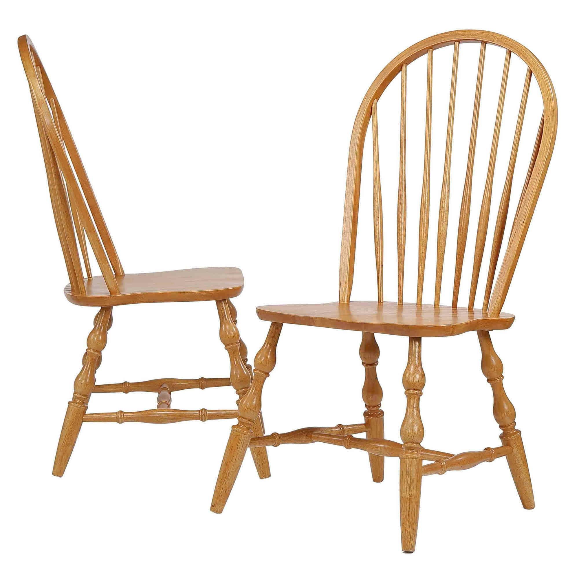 Classic Windsor Solid Wood Brown Arm Chair with Slat Back