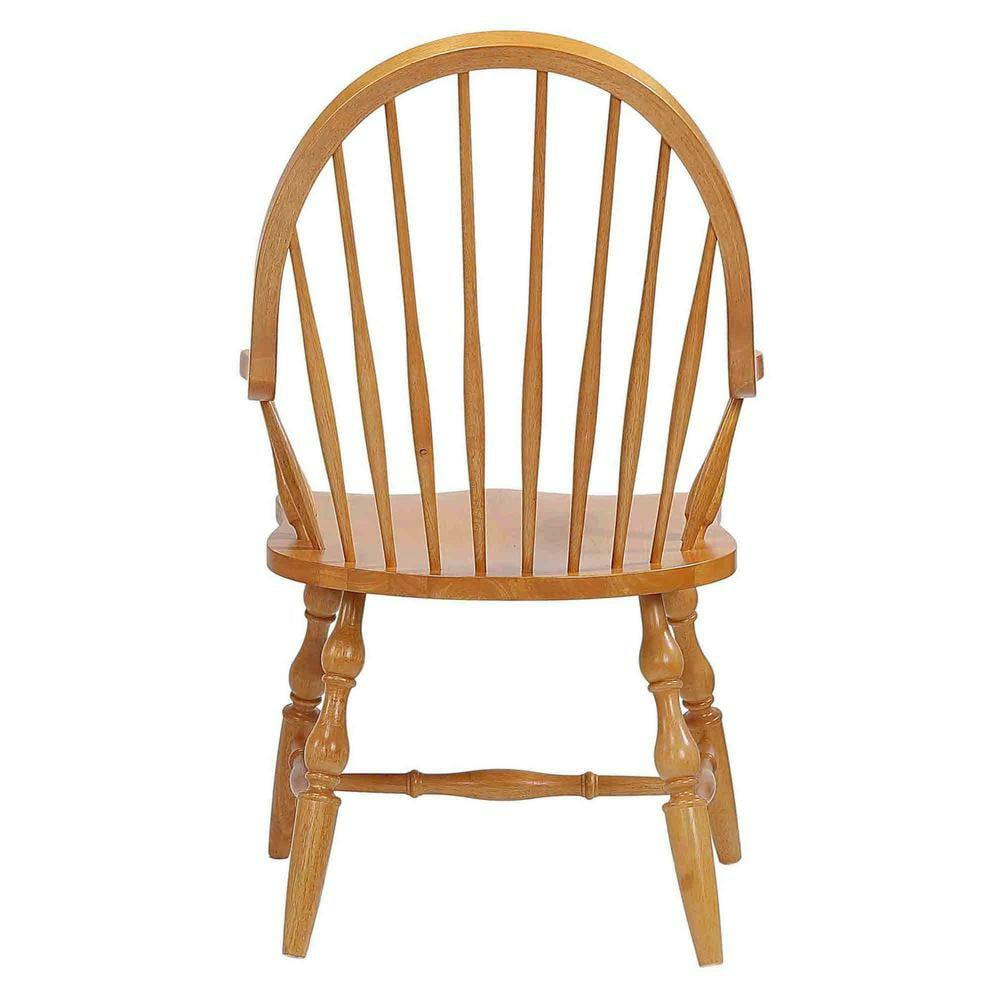 Timeless Windsor Slat-Back Brown Oak Armchair