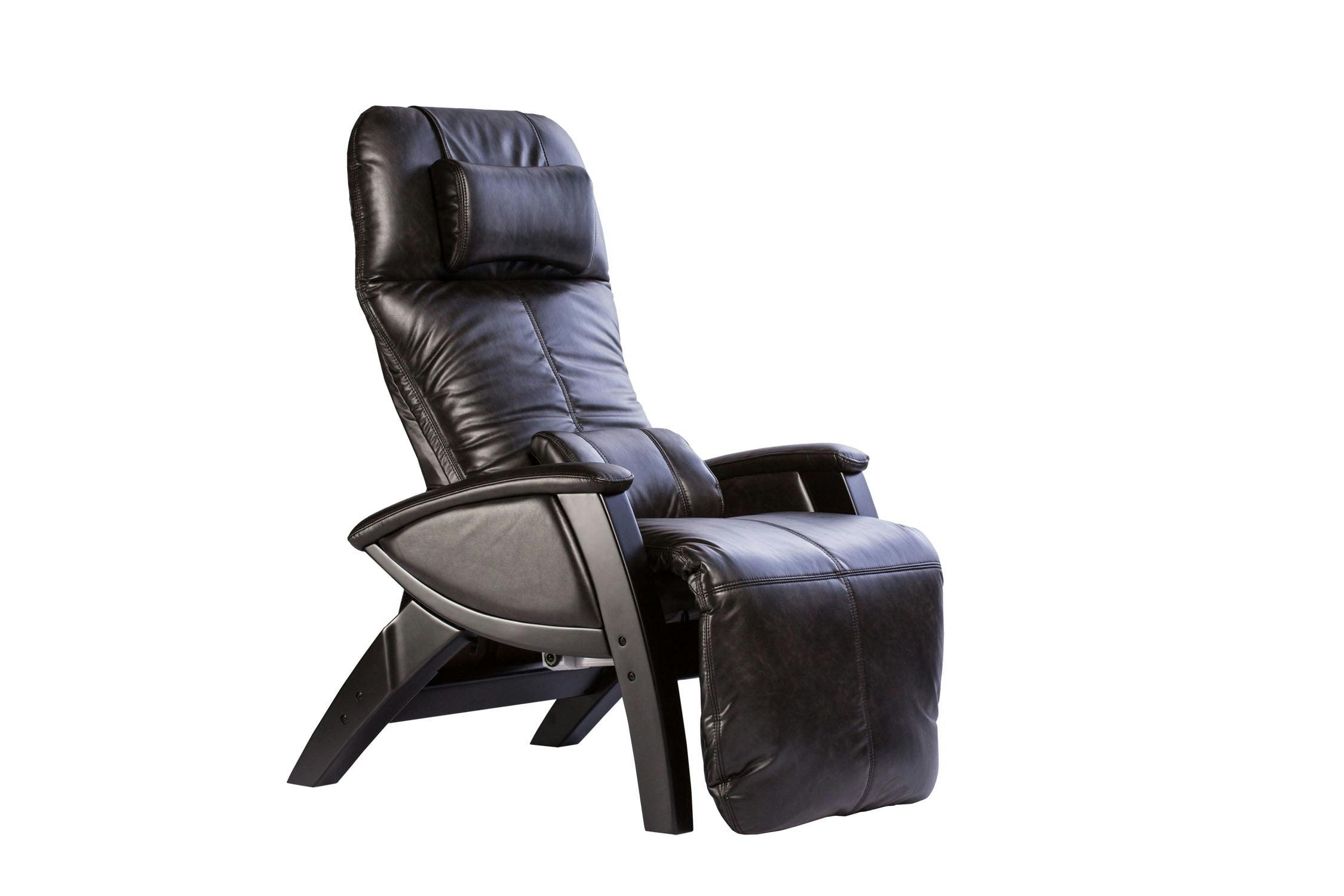 Midnight Black Faux Leather Massage Recliner with Metal Frame