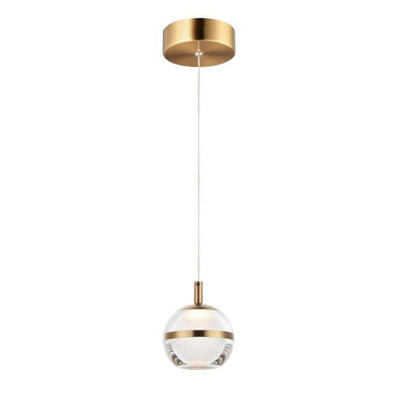 Swank 4.5" LED Pendant in Natural Aged Brass with Clear Acrylic