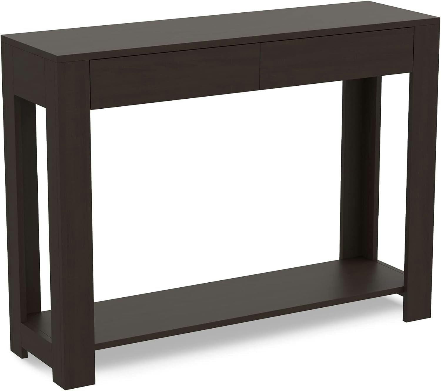 Cappuccino Elegance 40" Wood Console Table with Storage Drawers