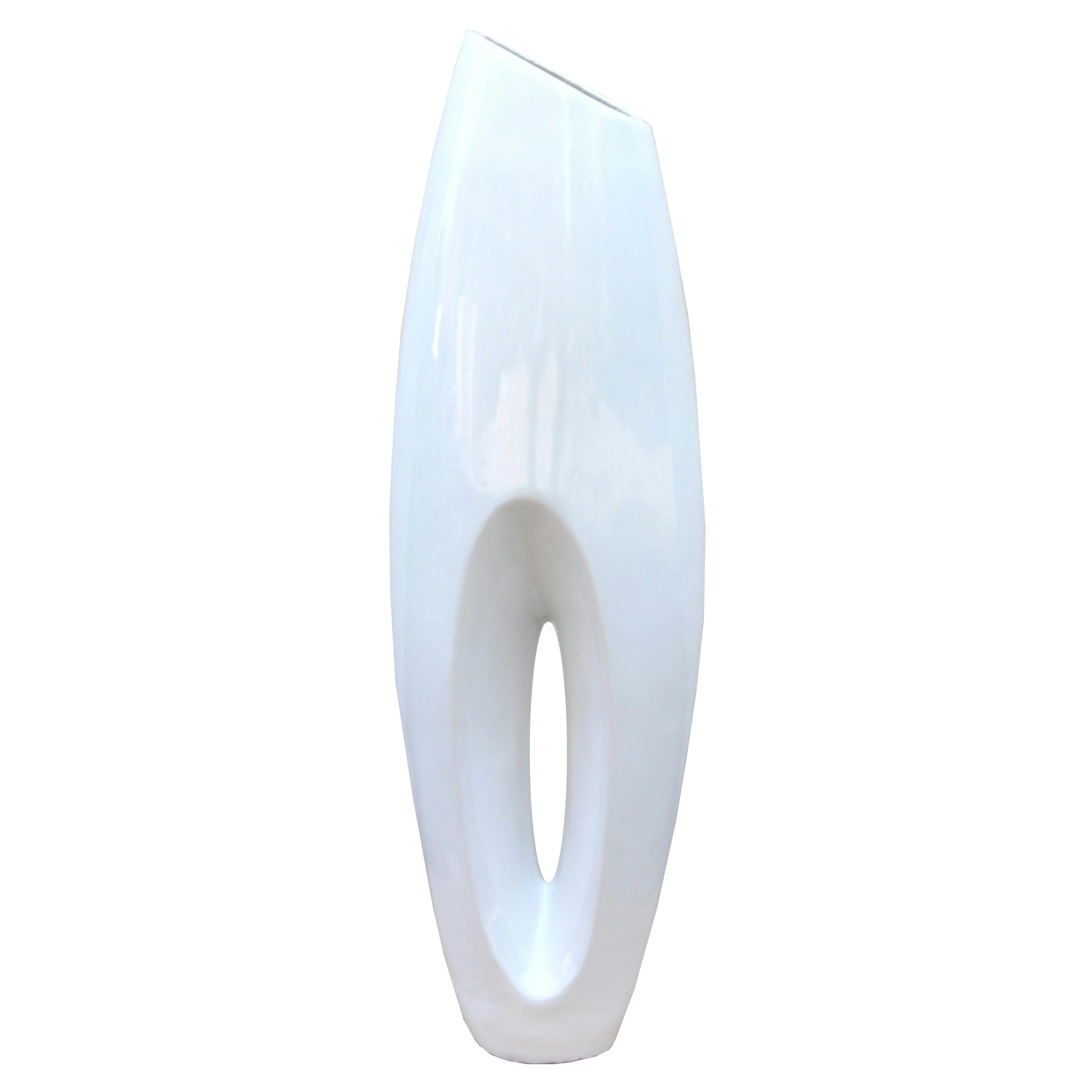 Elegant White Magnesium Oxide 40-inch Decorative Floor Vase