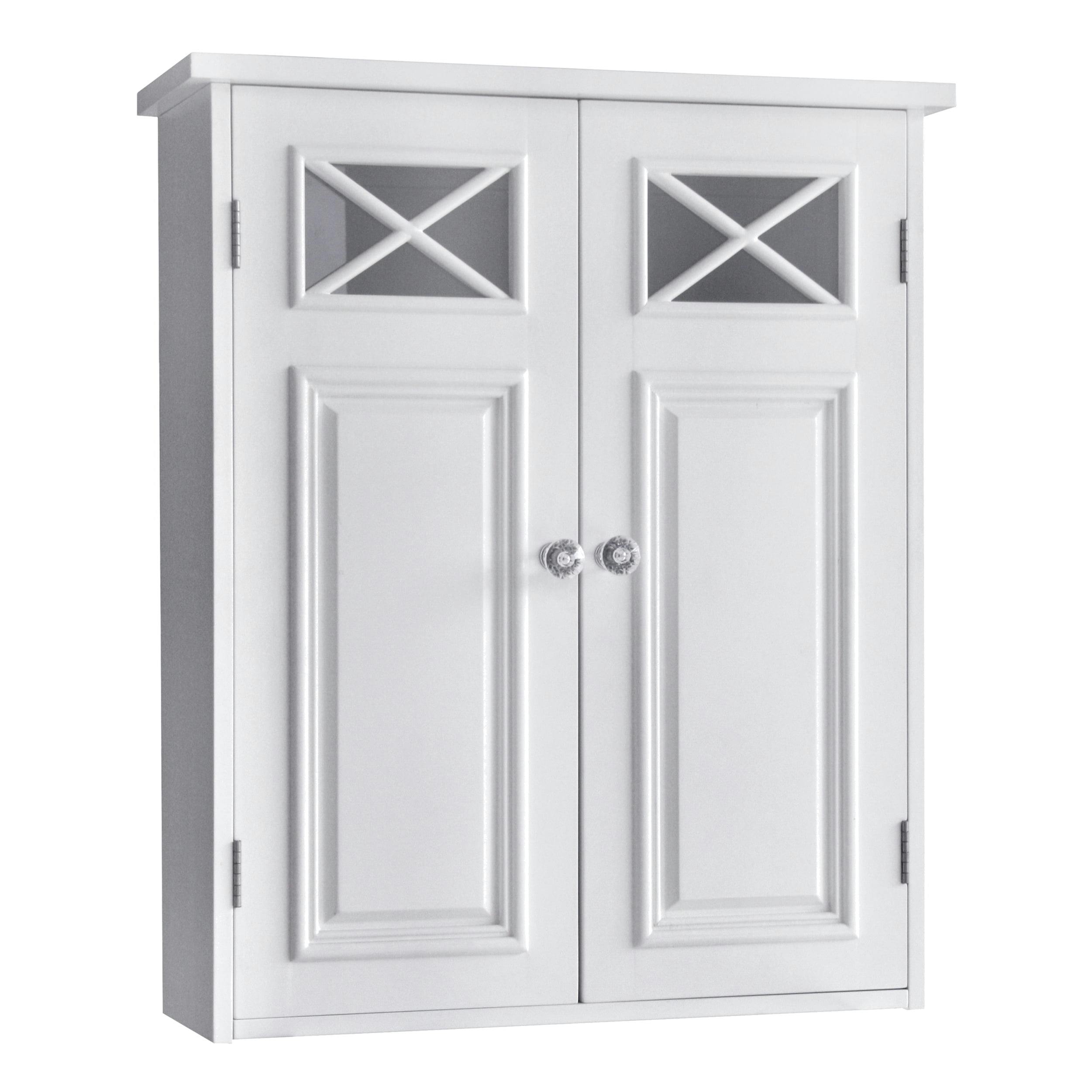 Dawson Classic White Engineered Wood Bathroom Wall Cabinet with Glass Doors