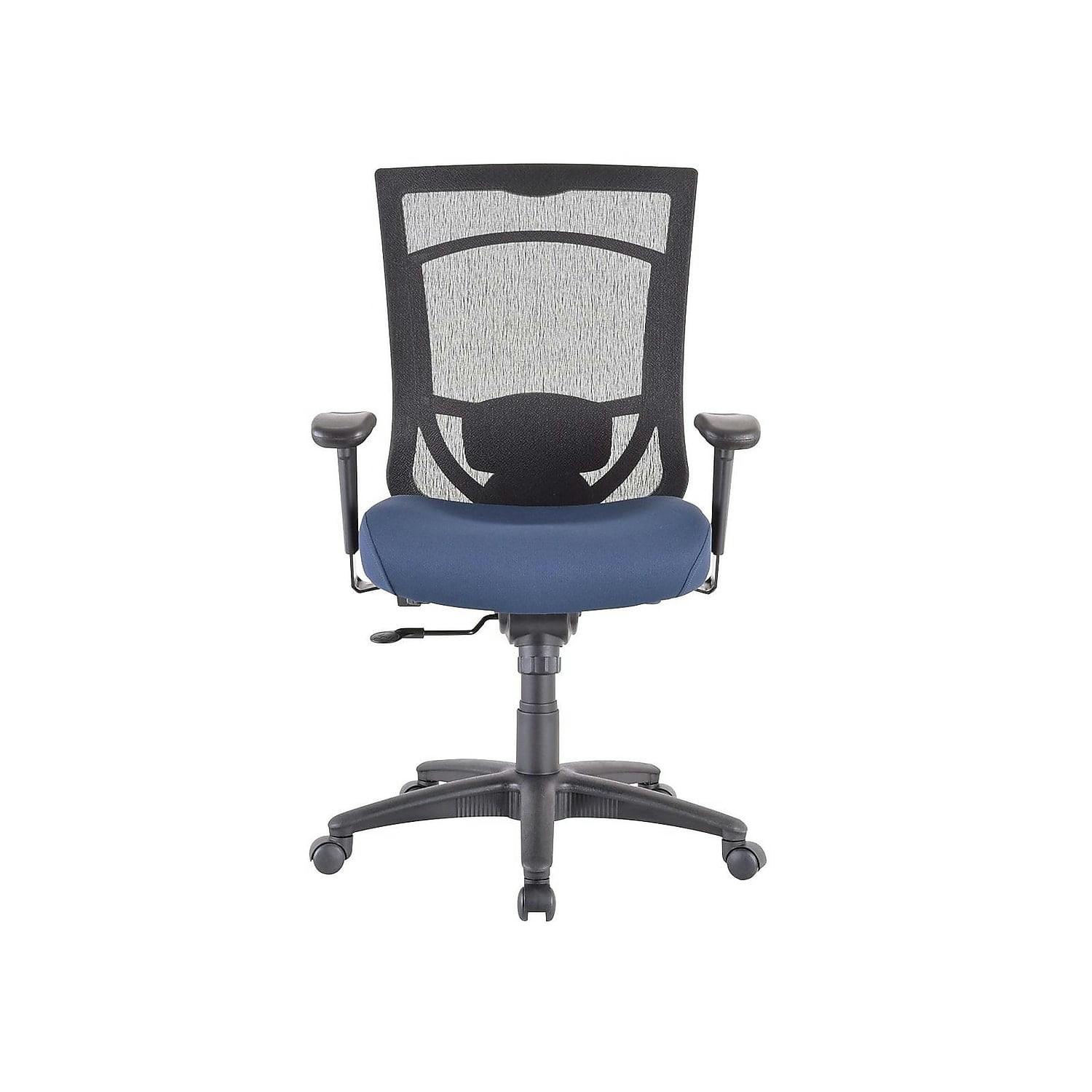 Adjustable High-Back Swivel Task Chair in Black Mesh and Cobalt Fabric