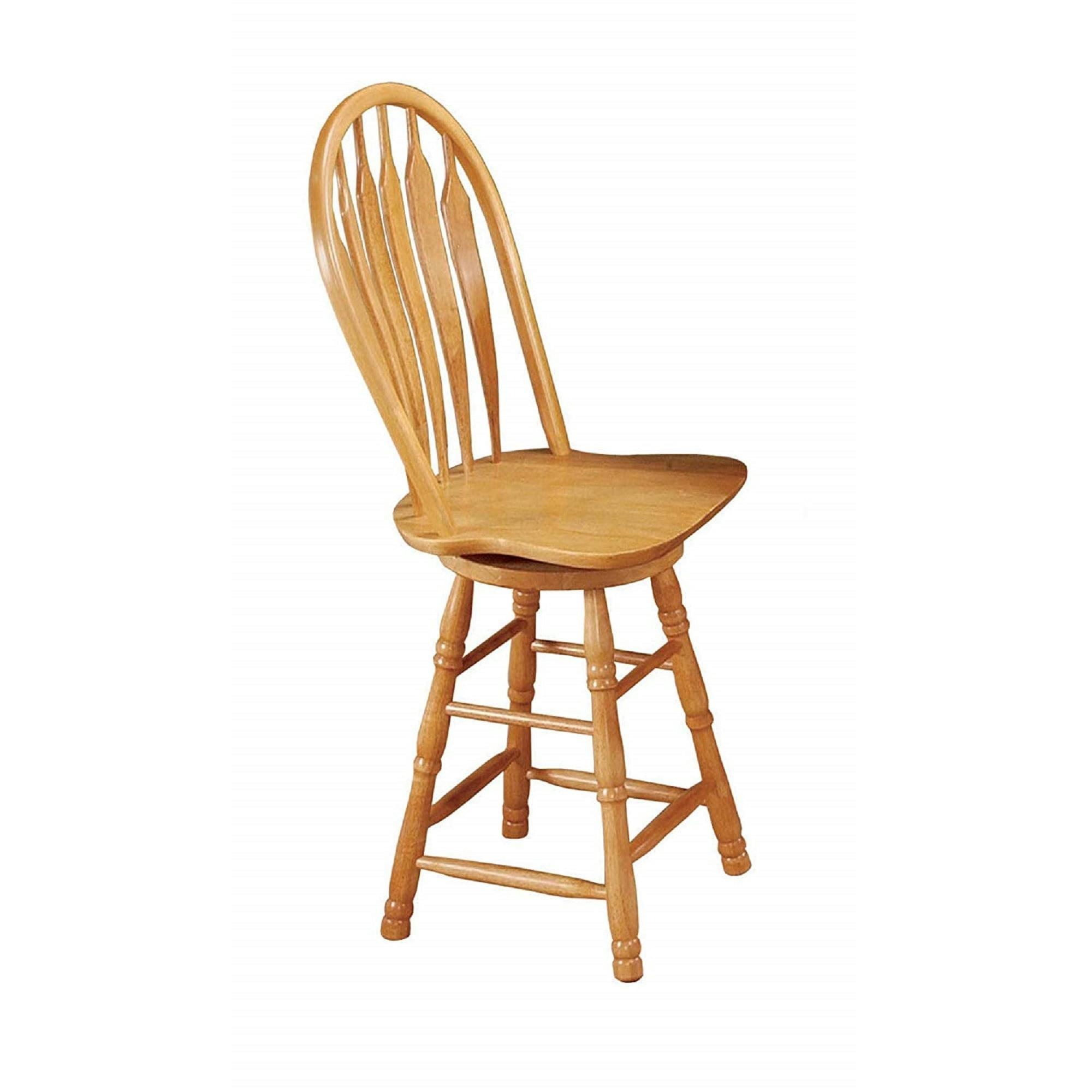 Classic Light Oak Brown 40" Swivel Barstool with Metal Accents