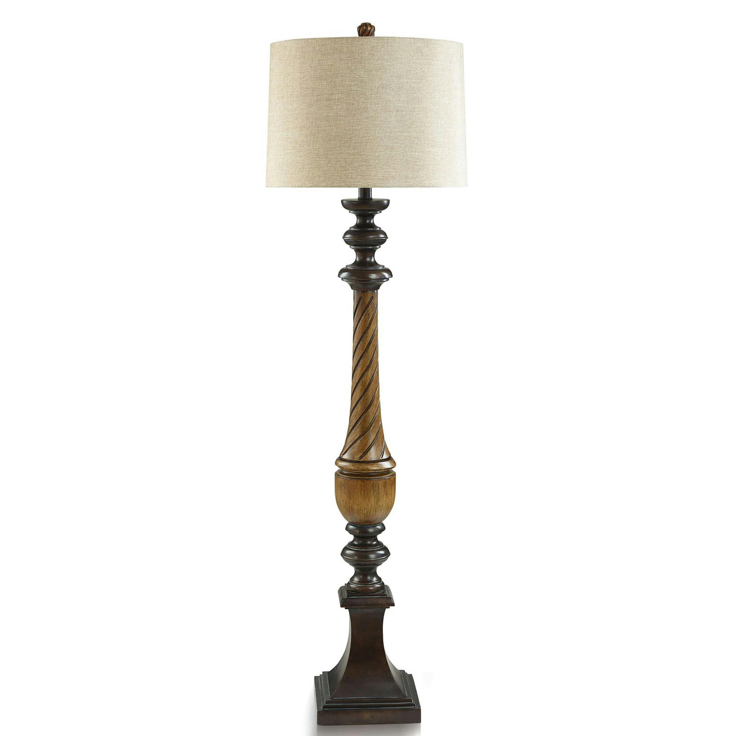 Bronze Toffee Swirled Adjustable Floor Lamp with Linen Shade