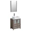 24" Gray Oak Modern Freestanding Vanity Set with Vessel Sink & Mirror
