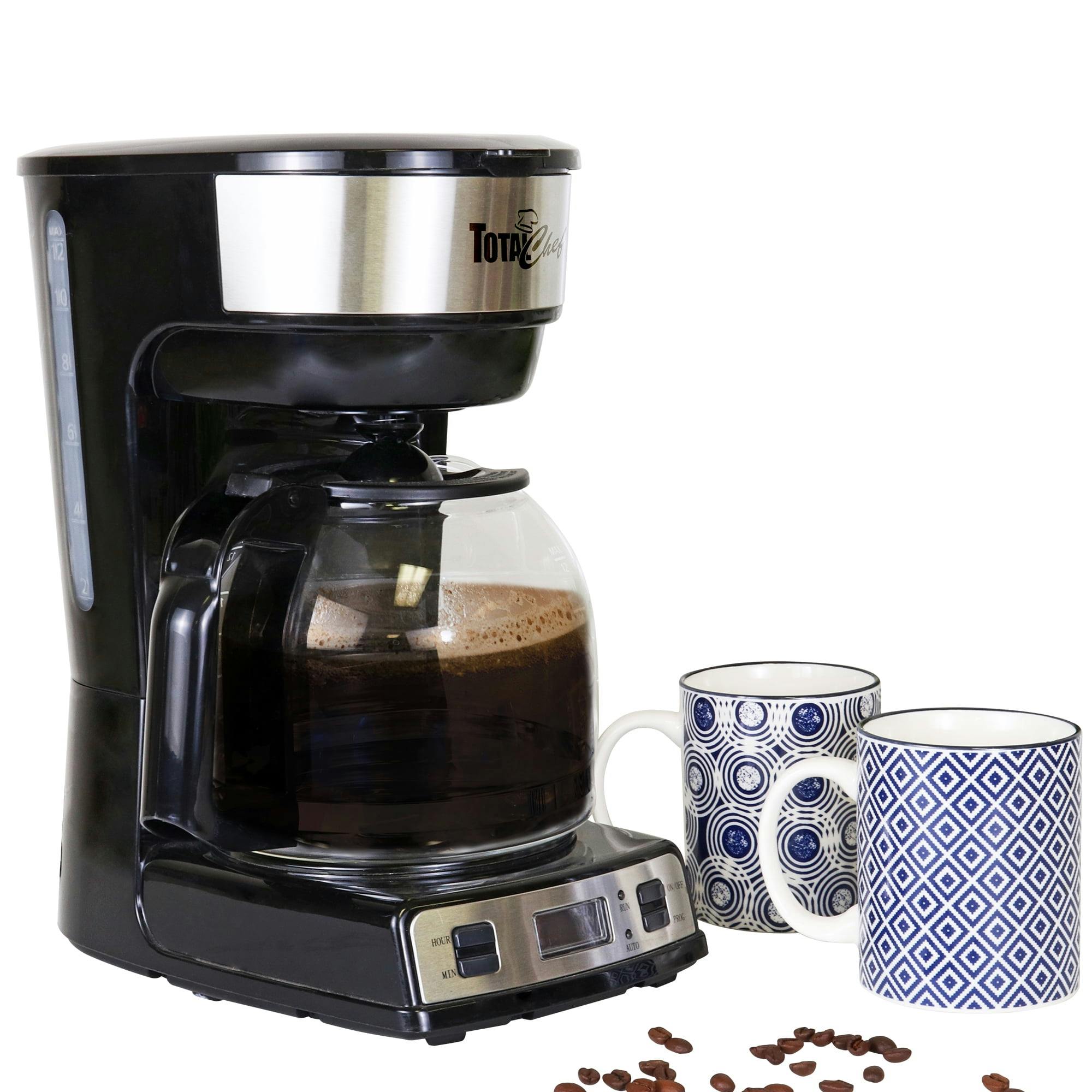 Sleek 12-Cup Black Stainless Steel Programmable Coffee Maker