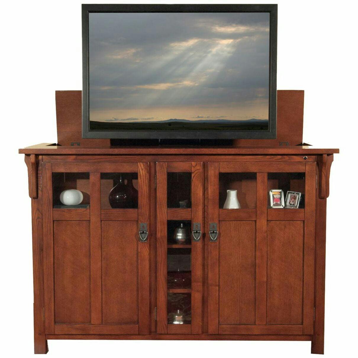 Bungalow Chestnut Oak Smart TV Lift Cabinet with Integrated Storage
